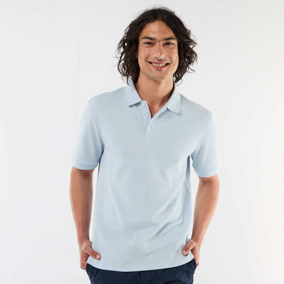 Short-Sleeve Cotton Piqué Polo Shirt BLUE