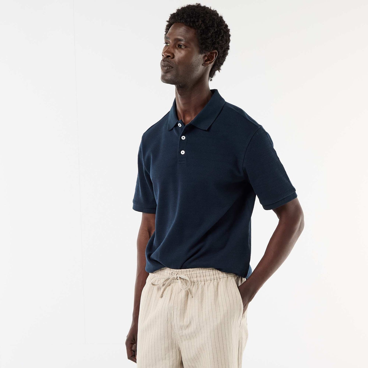 Short-Sleeve Cotton Piqué Polo Shirt BLUE