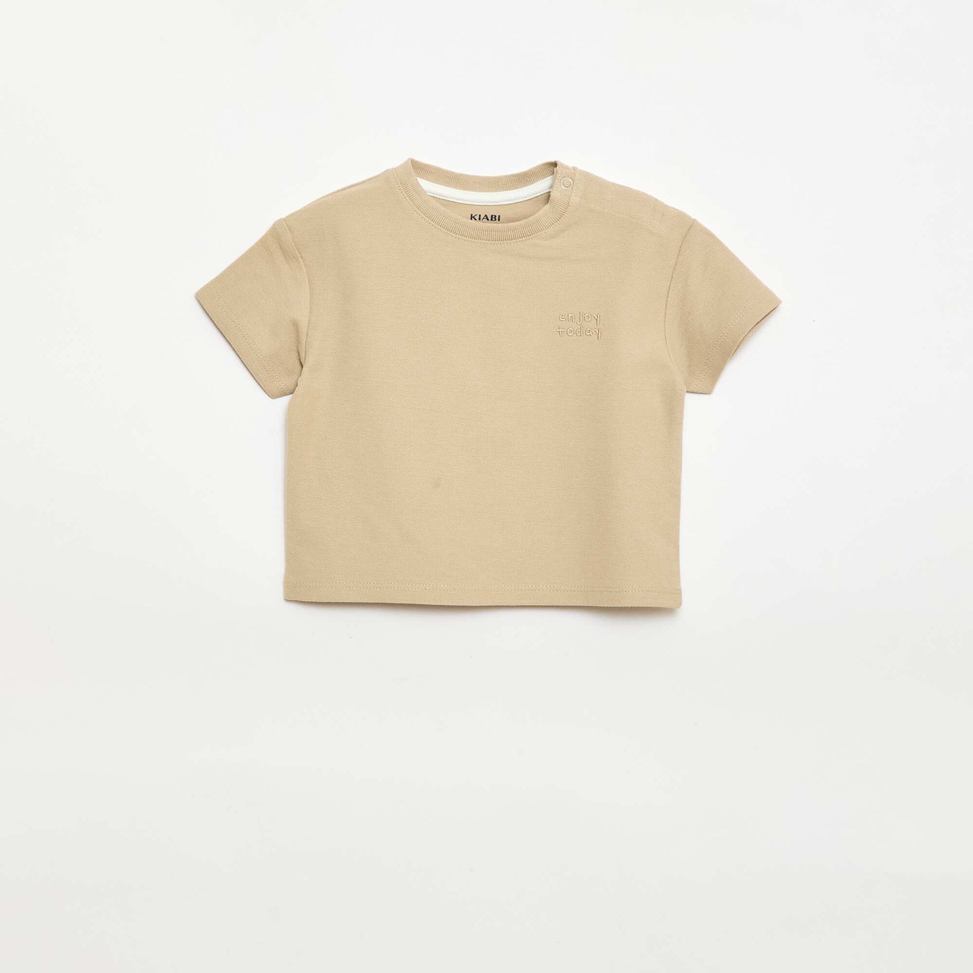 Plain short-sleeved cotton T-shirt BEIGE