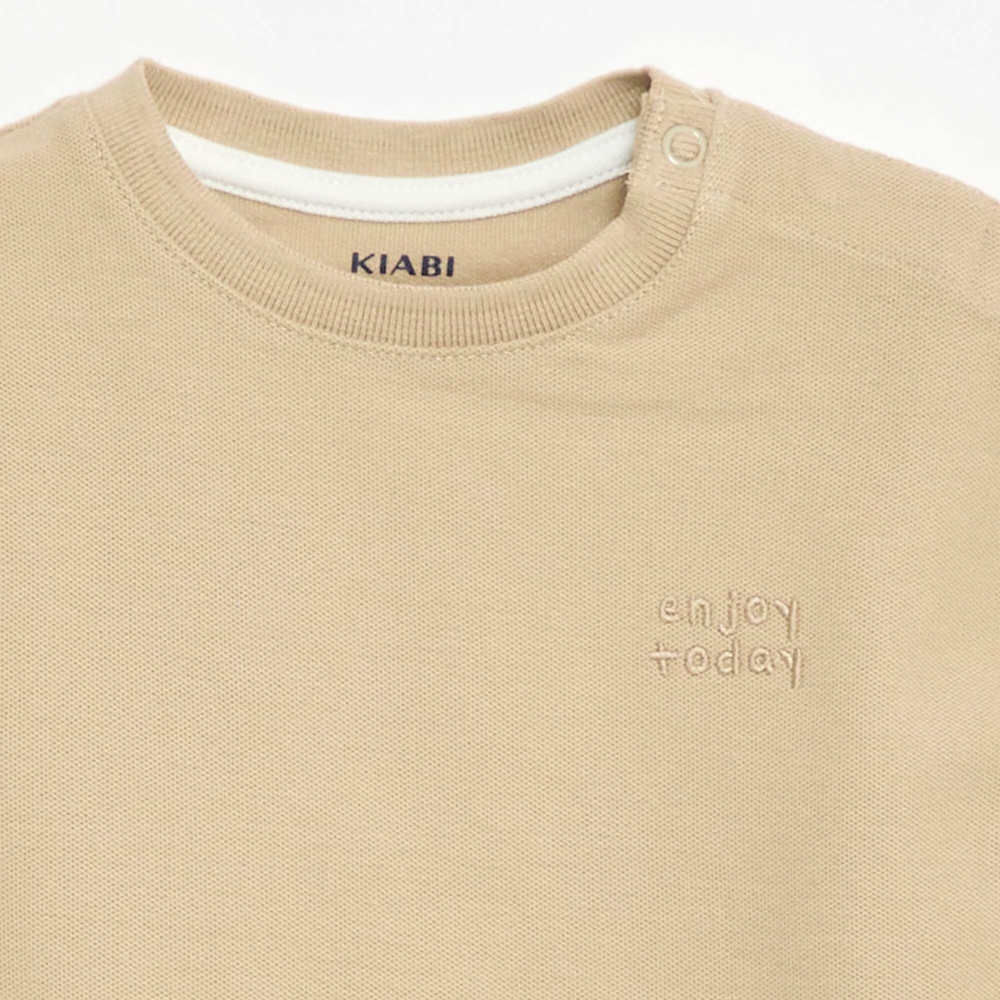 Plain short-sleeved cotton T-shirt BEIGE