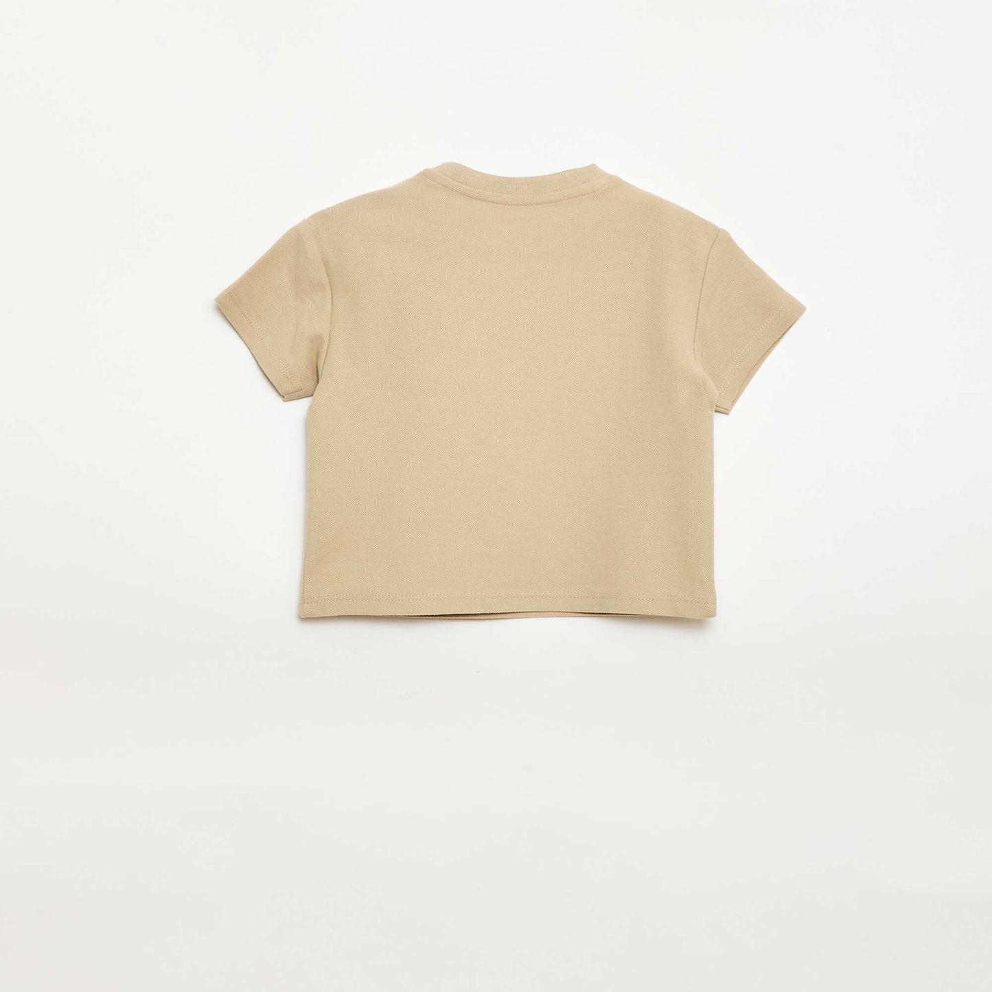 Plain short-sleeved cotton T-shirt BEIGE
