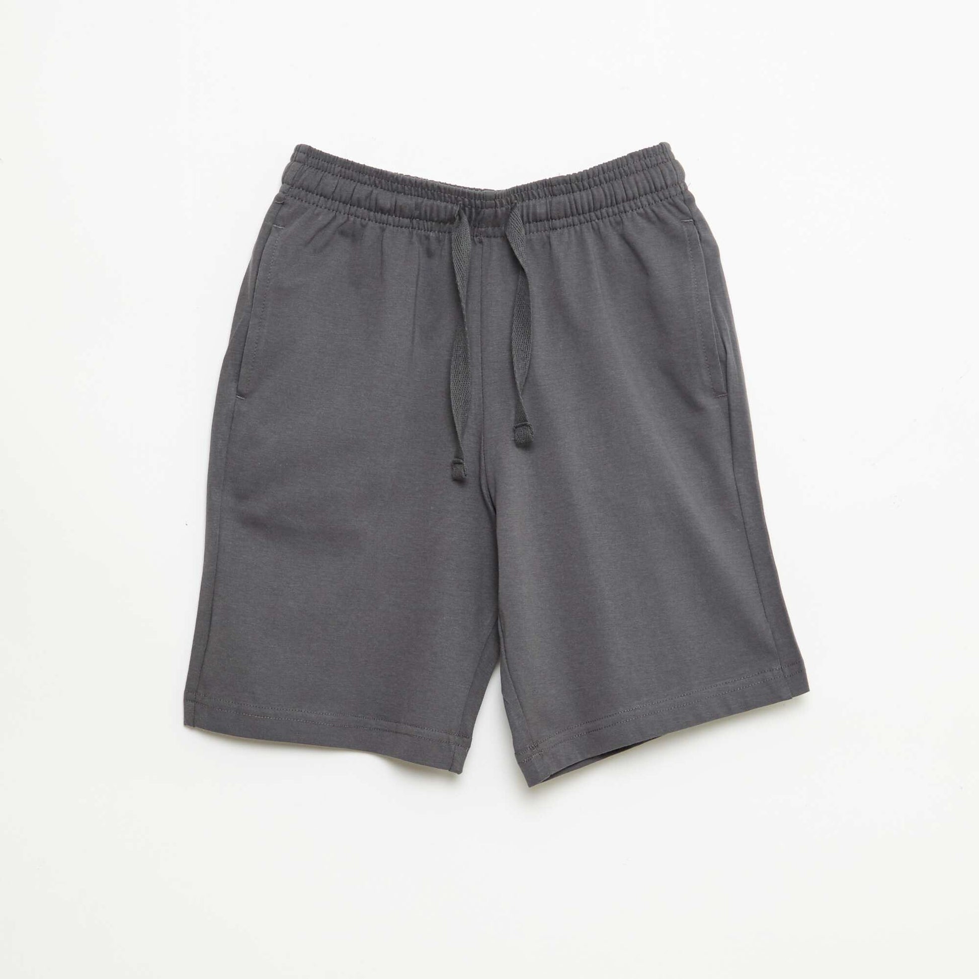 2-Pack of Solid Color Cotton Jersey Shorts GREY