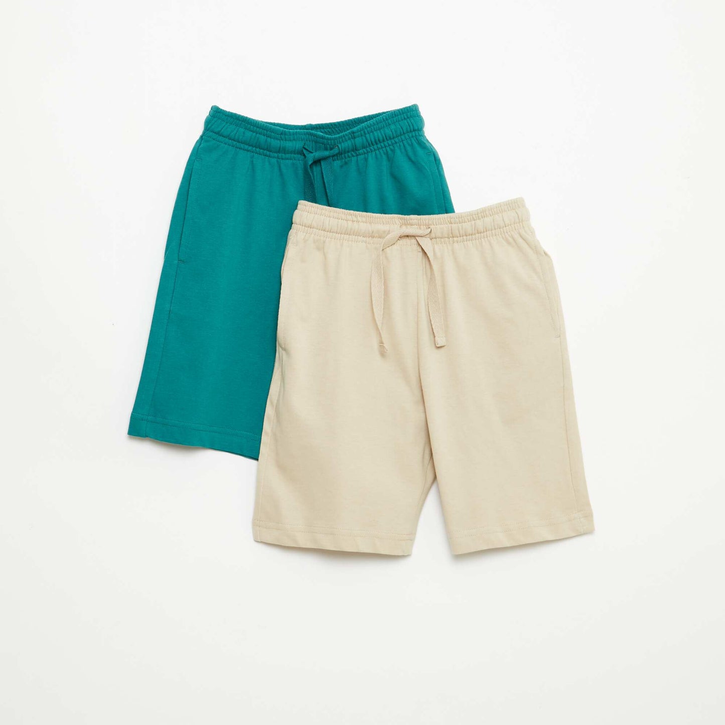 2-Pack of Solid Color Cotton Jersey Shorts BEIGE