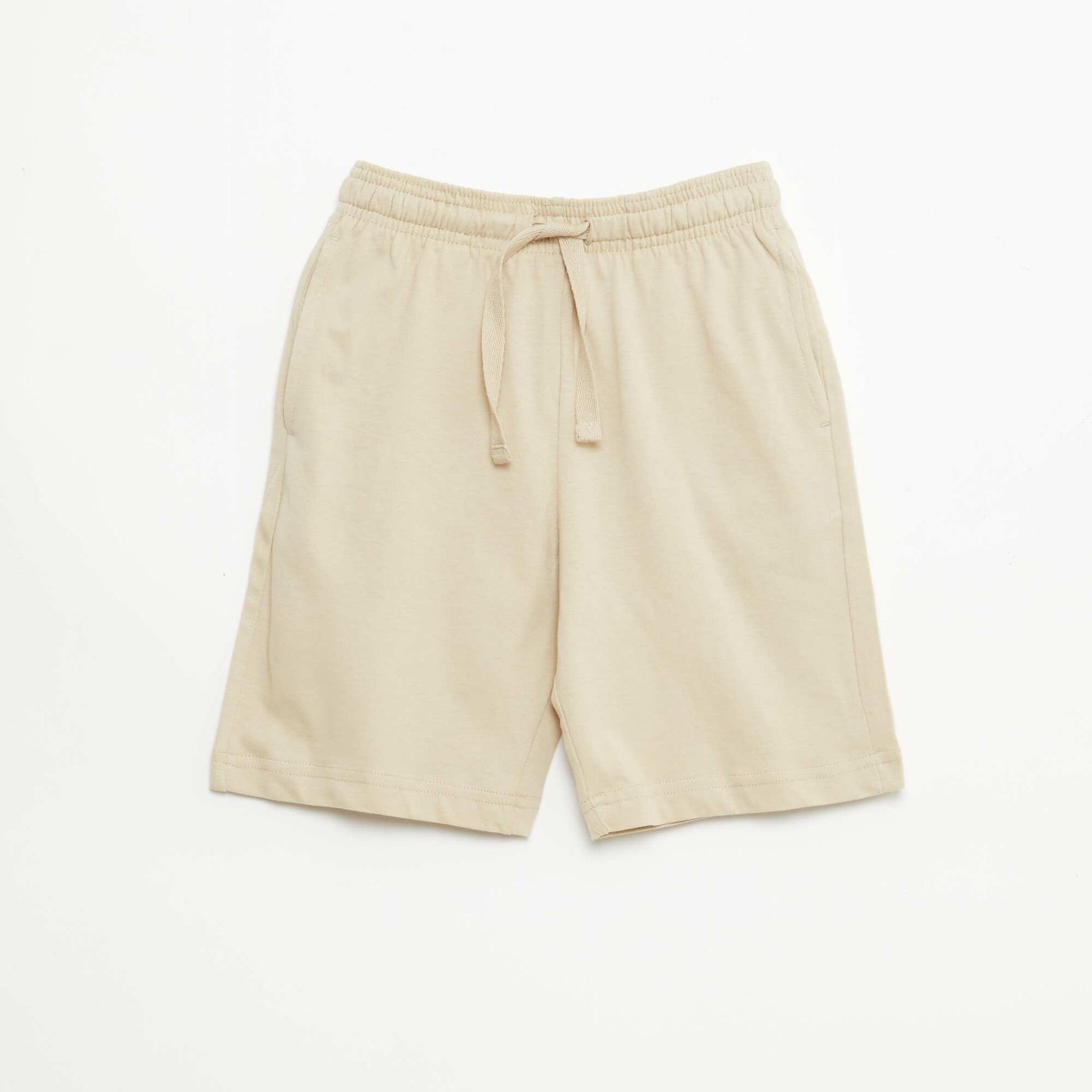 2-Pack of Solid Color Cotton Jersey Shorts BEIGE