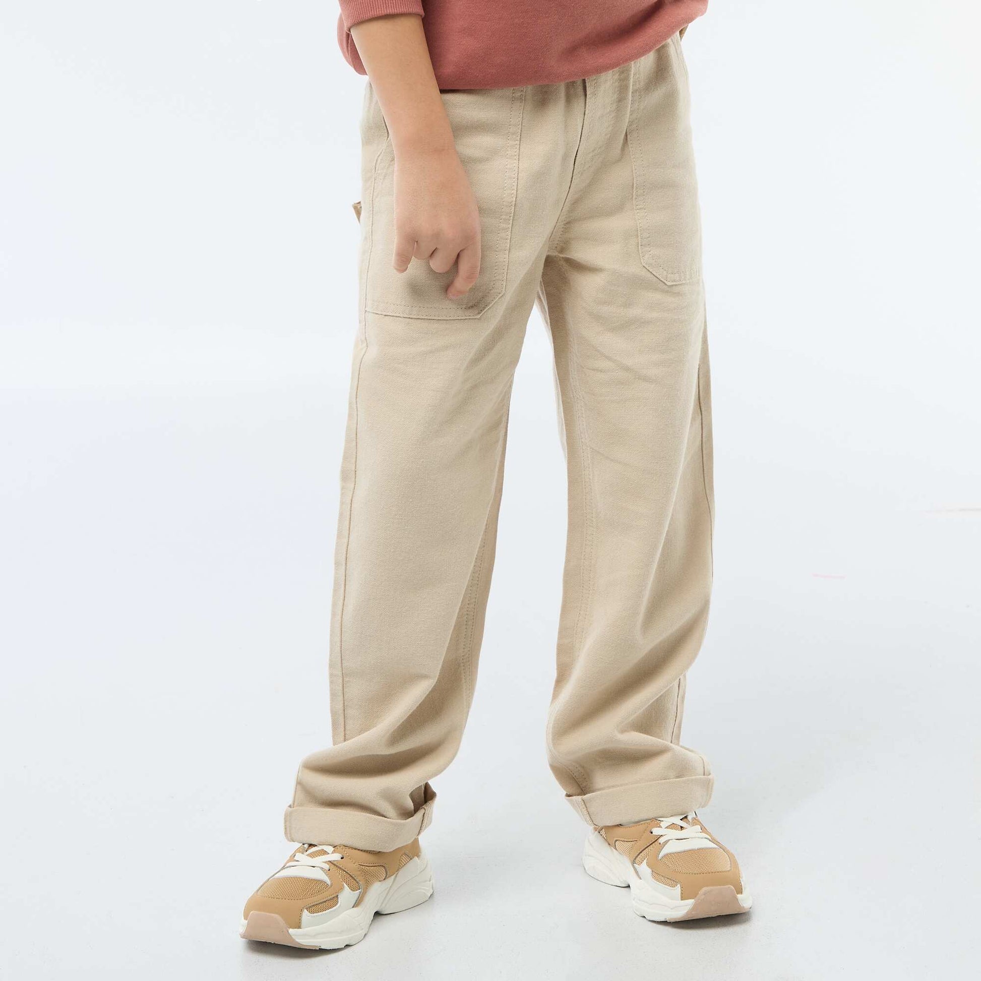 Mixed Linen Trousers BEIGE