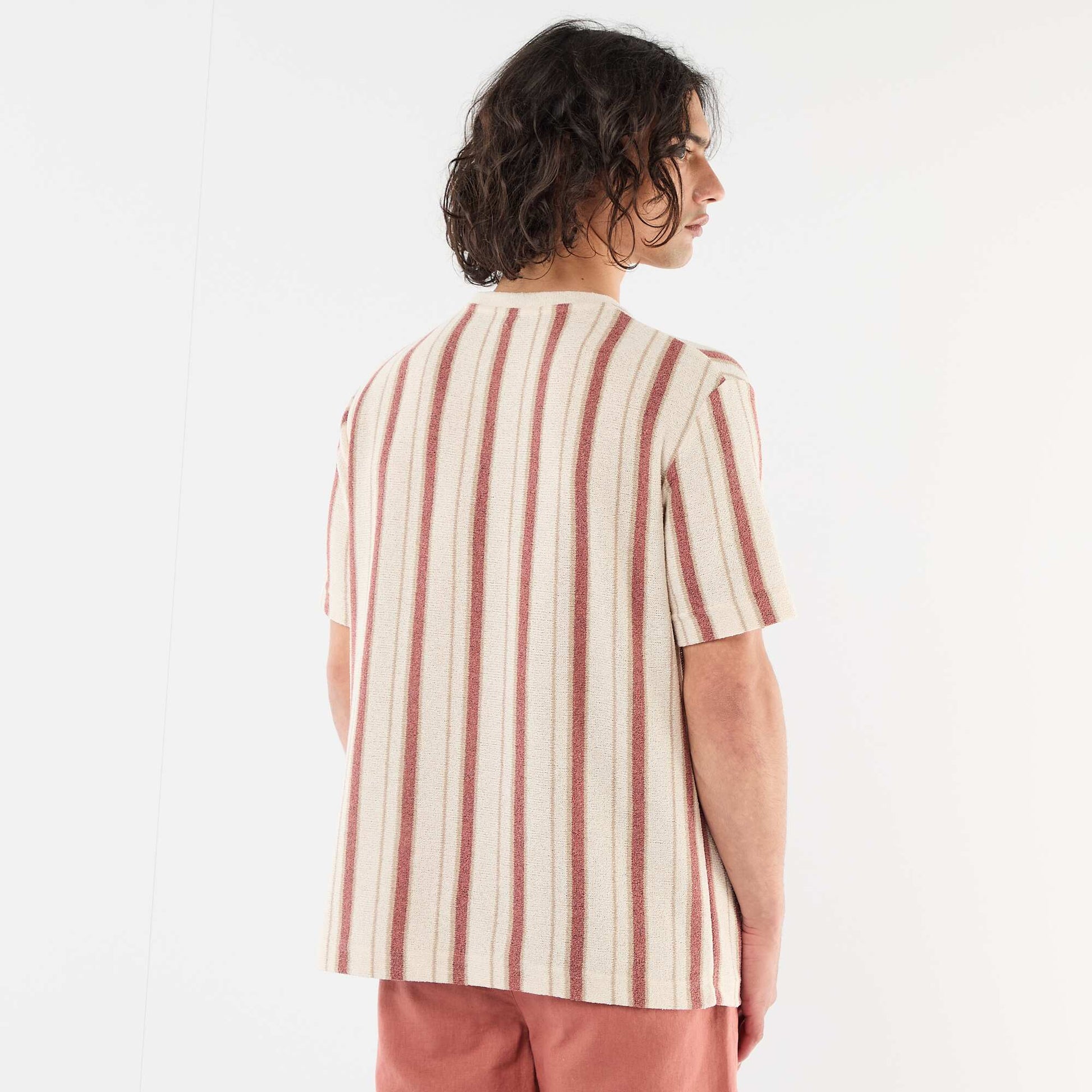 Knit short-sleeved t-shirt BEIGE