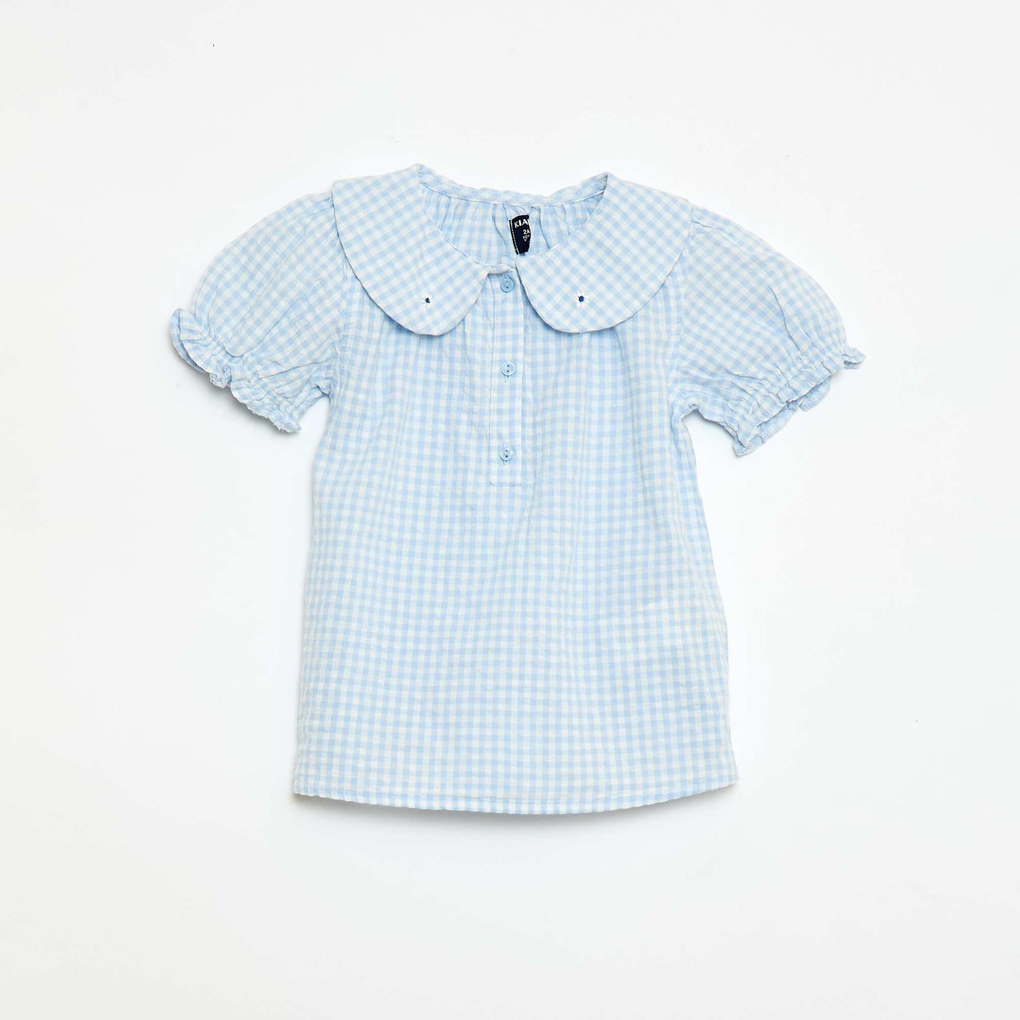 3-piece Gingham Tunic  Shorts  and Headband Set SKY BLUE