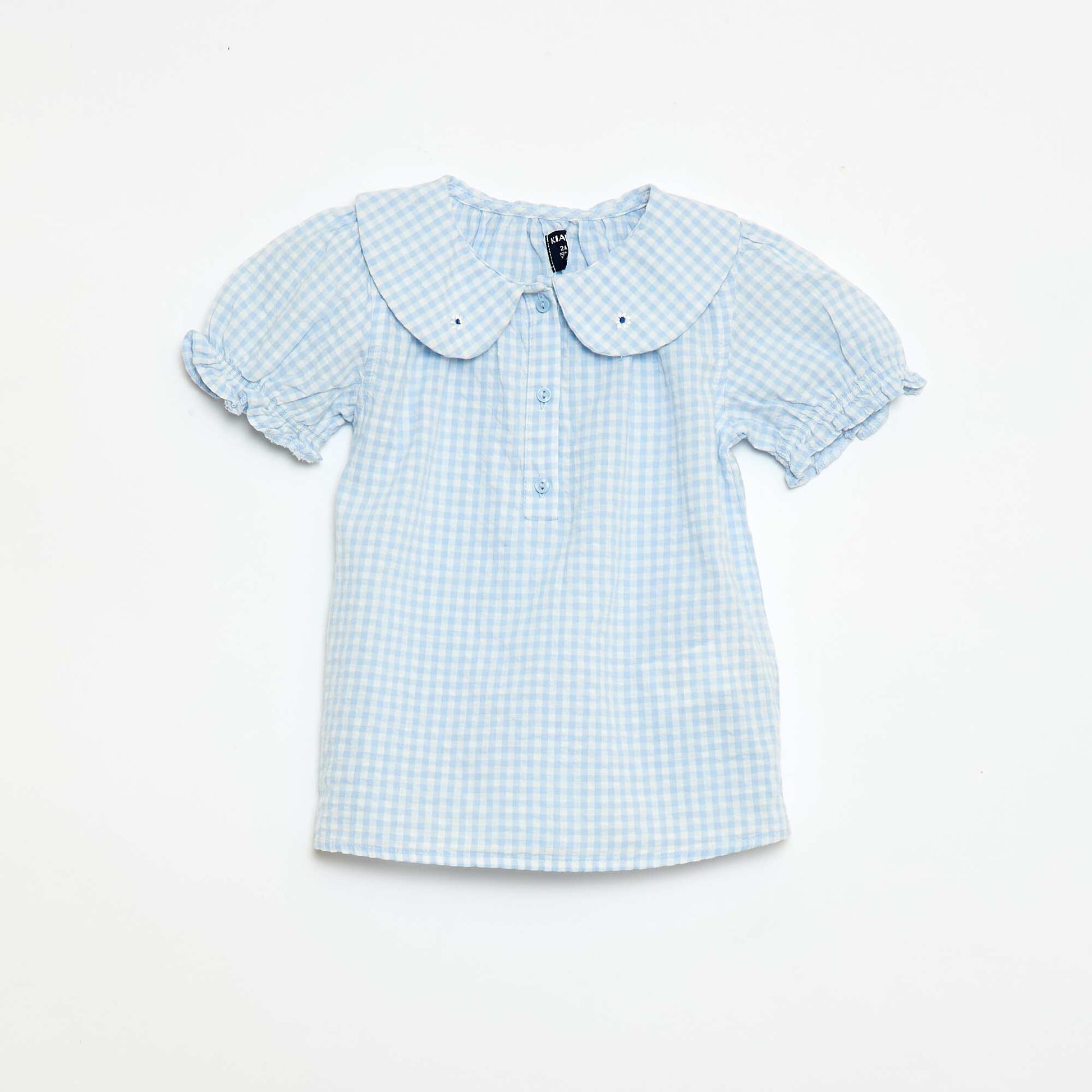 3-piece Gingham Tunic  Shorts  and Headband Set SKY BLUE