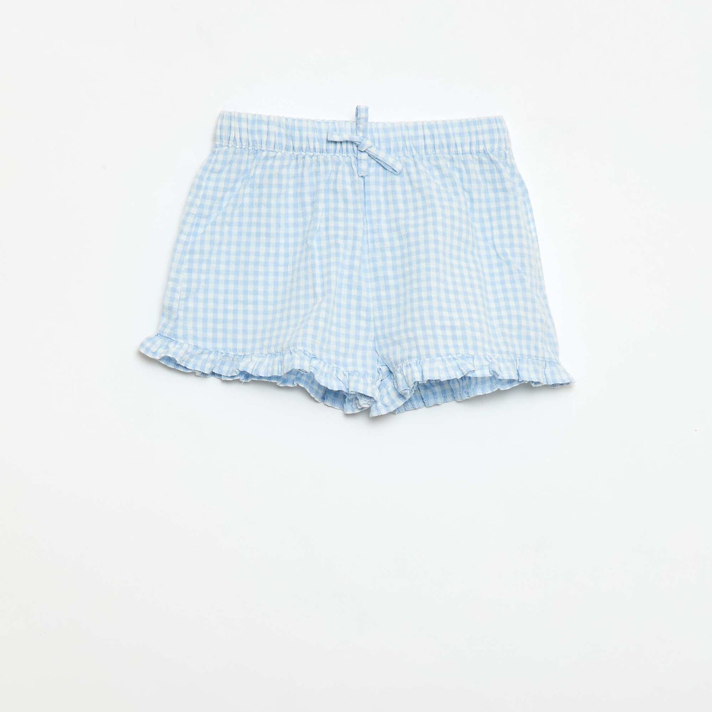 3-piece Gingham Tunic  Shorts  and Headband Set SKY BLUE