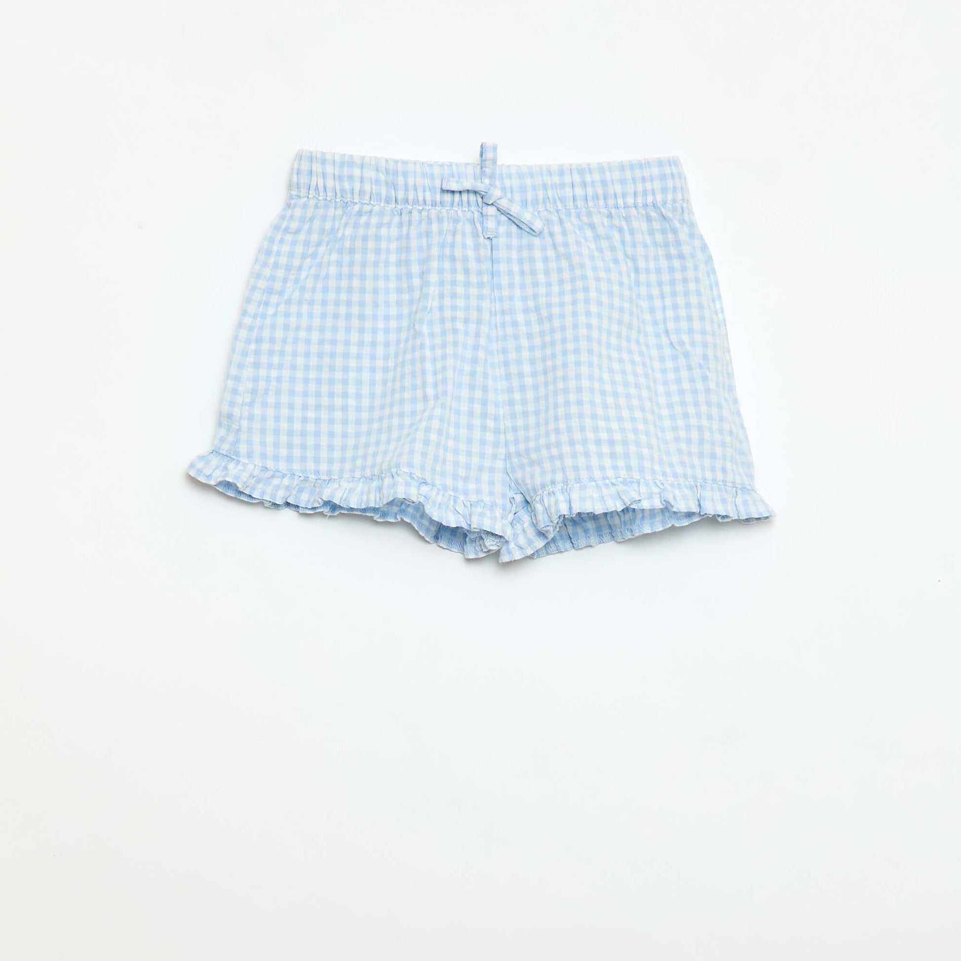 3-piece Gingham Tunic  Shorts  and Headband Set SKY BLUE