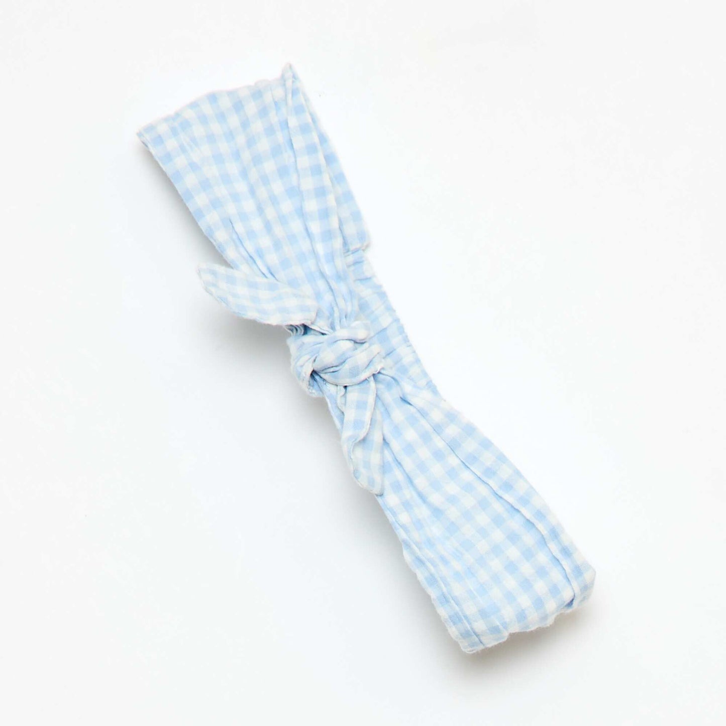 3-piece Gingham Tunic  Shorts  and Headband Set SKY BLUE