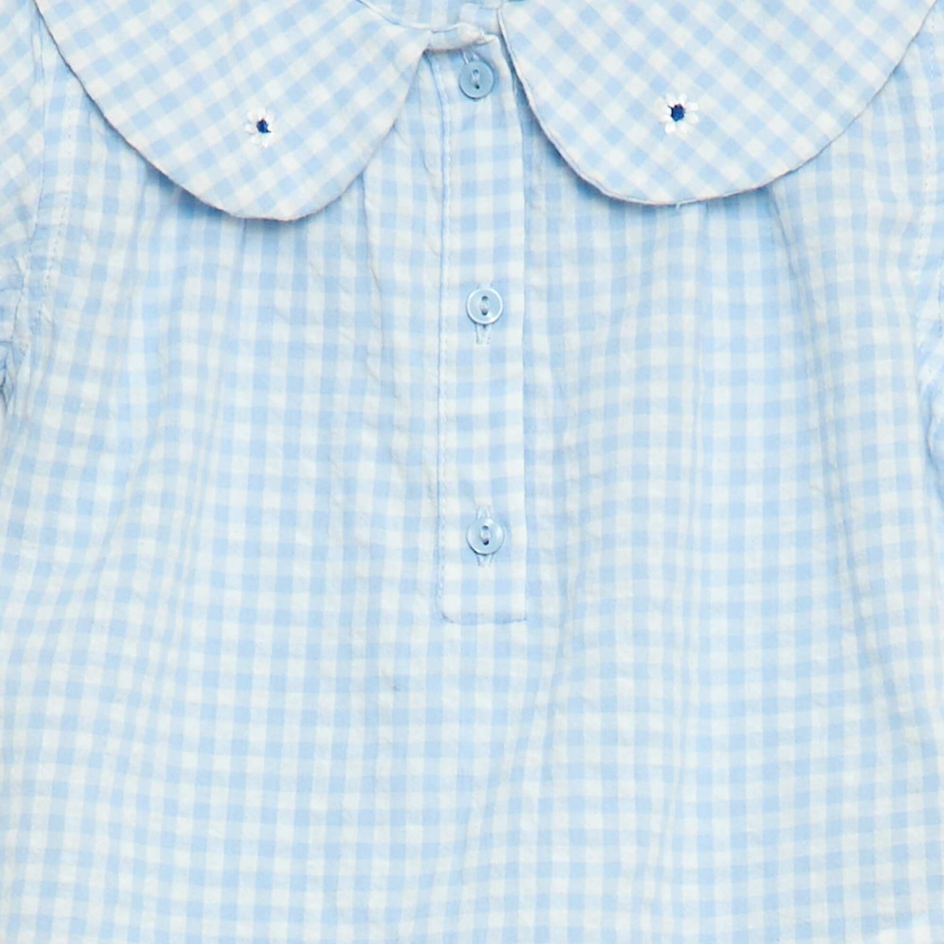 3-piece Gingham Tunic  Shorts  and Headband Set SKY BLUE