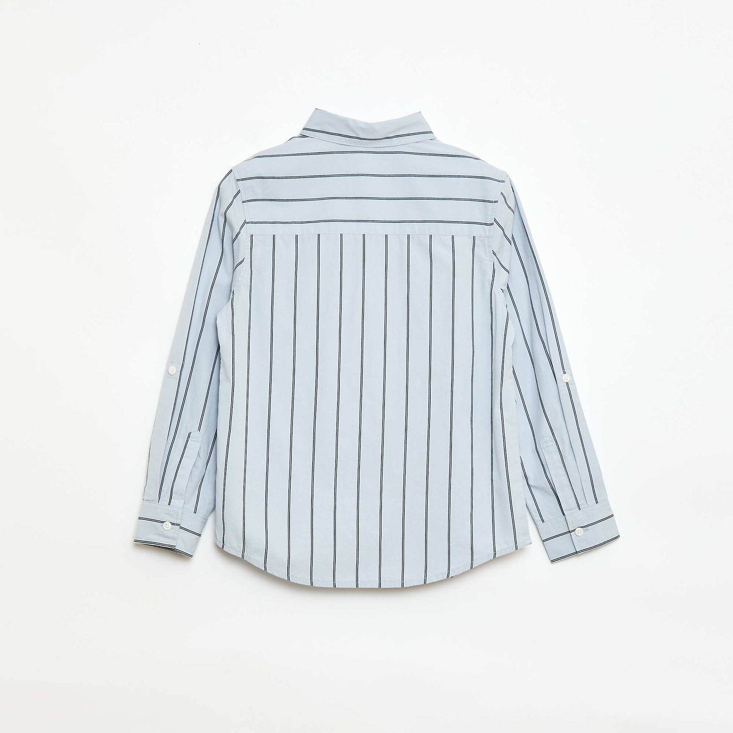 Striped Cotton Shirt with Chest Pocket BLUE