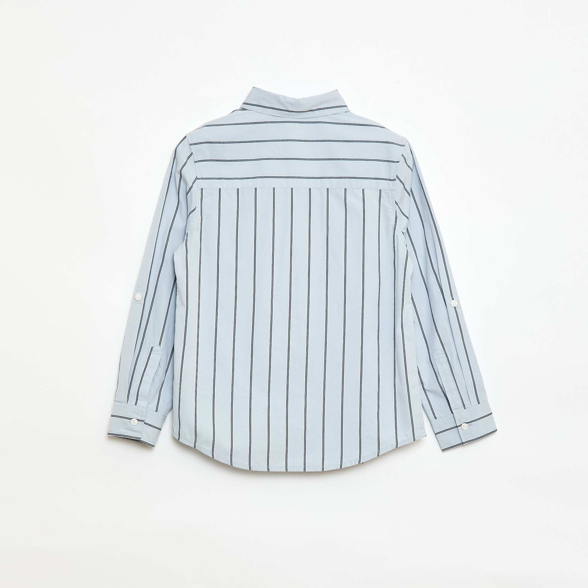 Striped Cotton Shirt with Chest Pocket BLUE