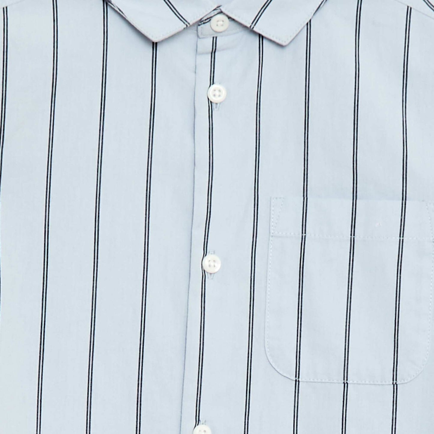 Striped Cotton Shirt with Chest Pocket BLUE