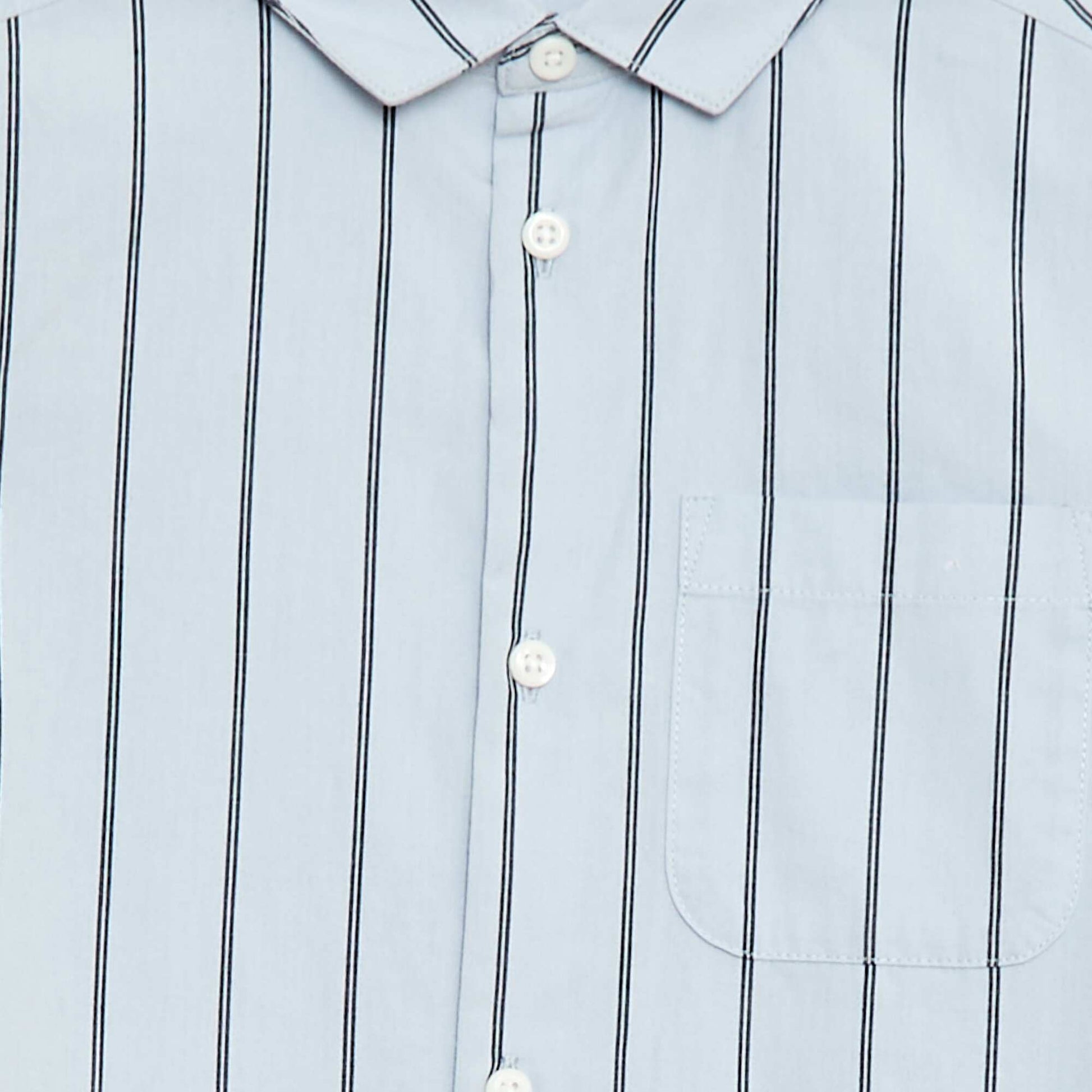 Striped Cotton Shirt with Chest Pocket BLUE
