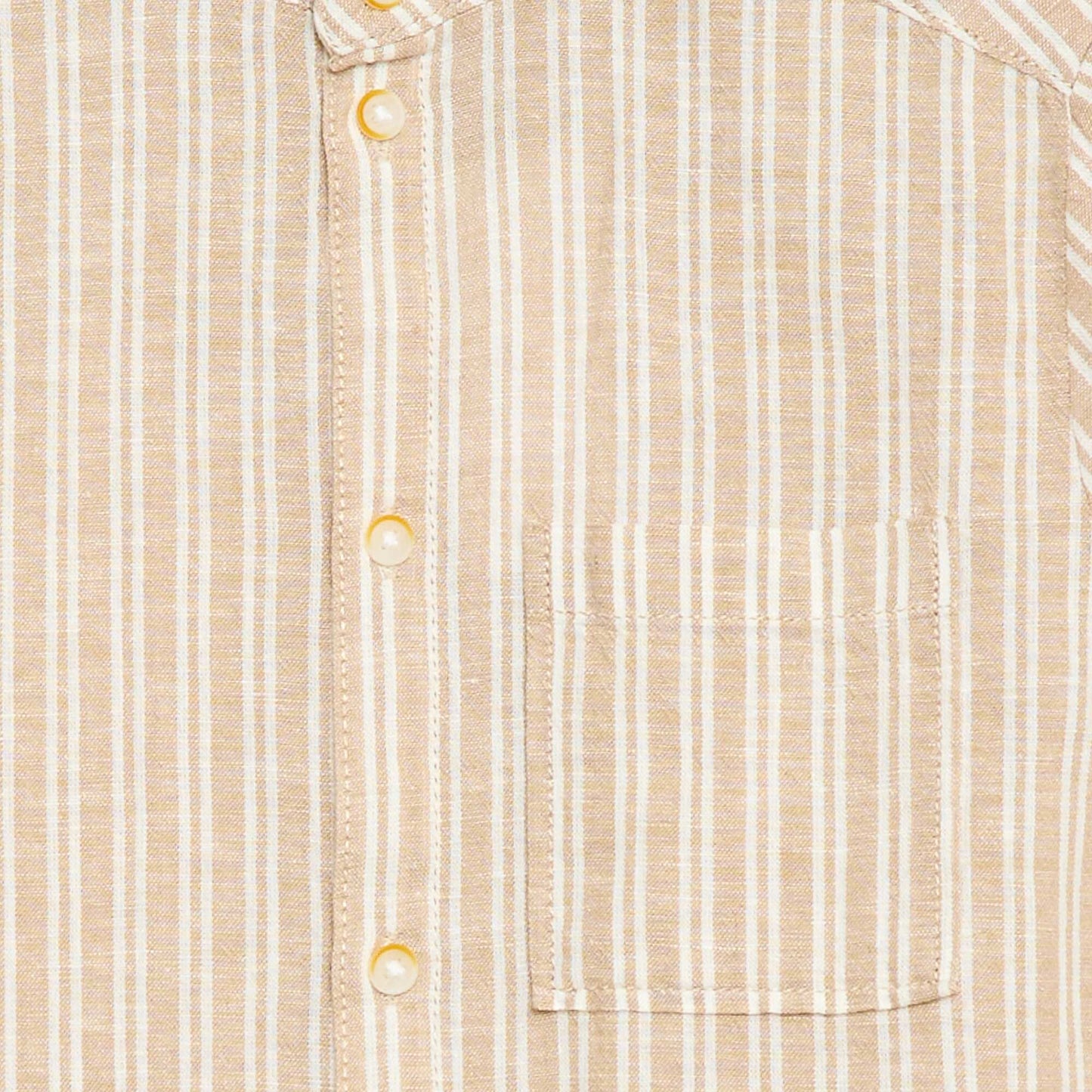 Cotton and linen short-sleeved Mao collar shirt BEIGE