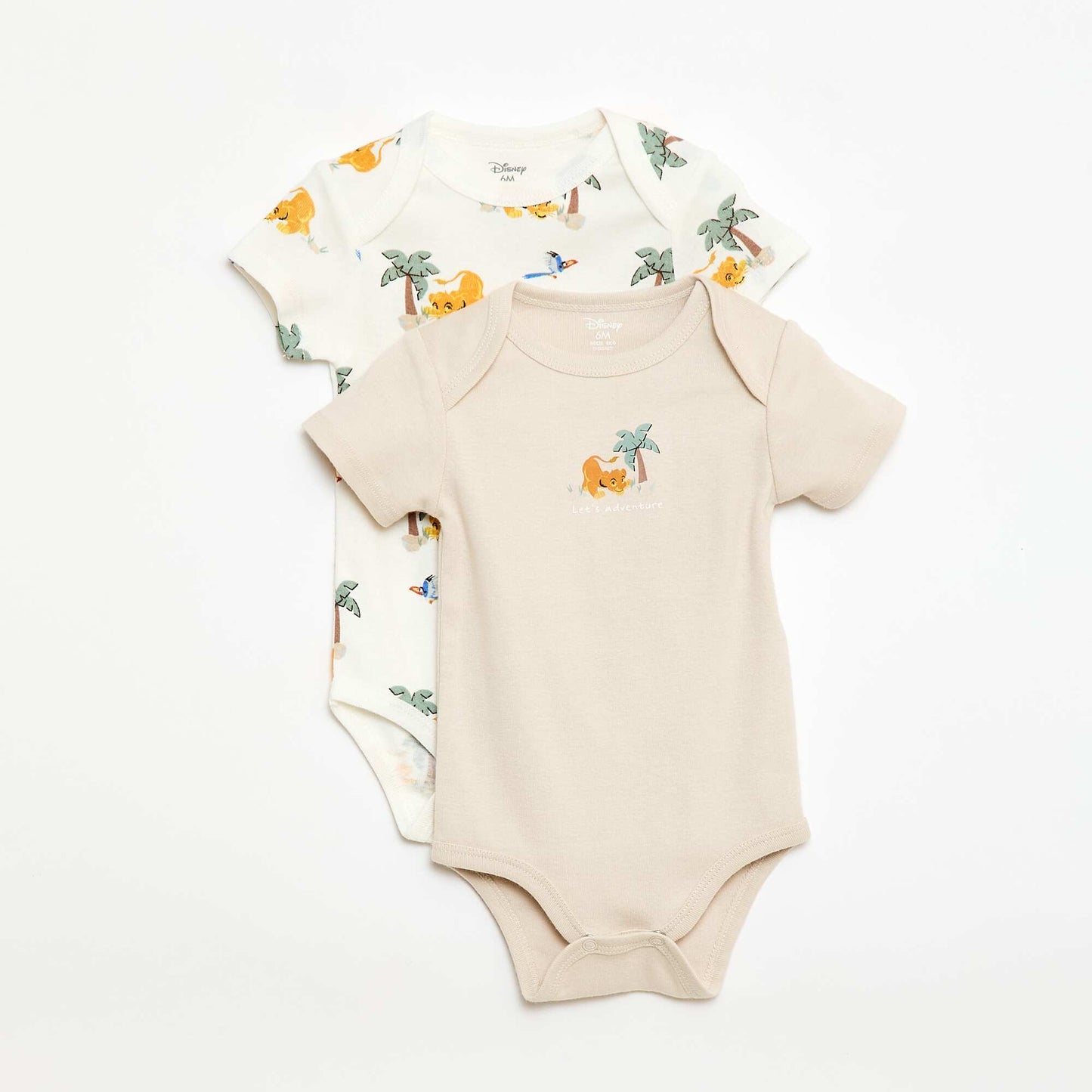 2-Pack 'Disney' 'Simba' Short-Sleeve Bodysuits BEIGE