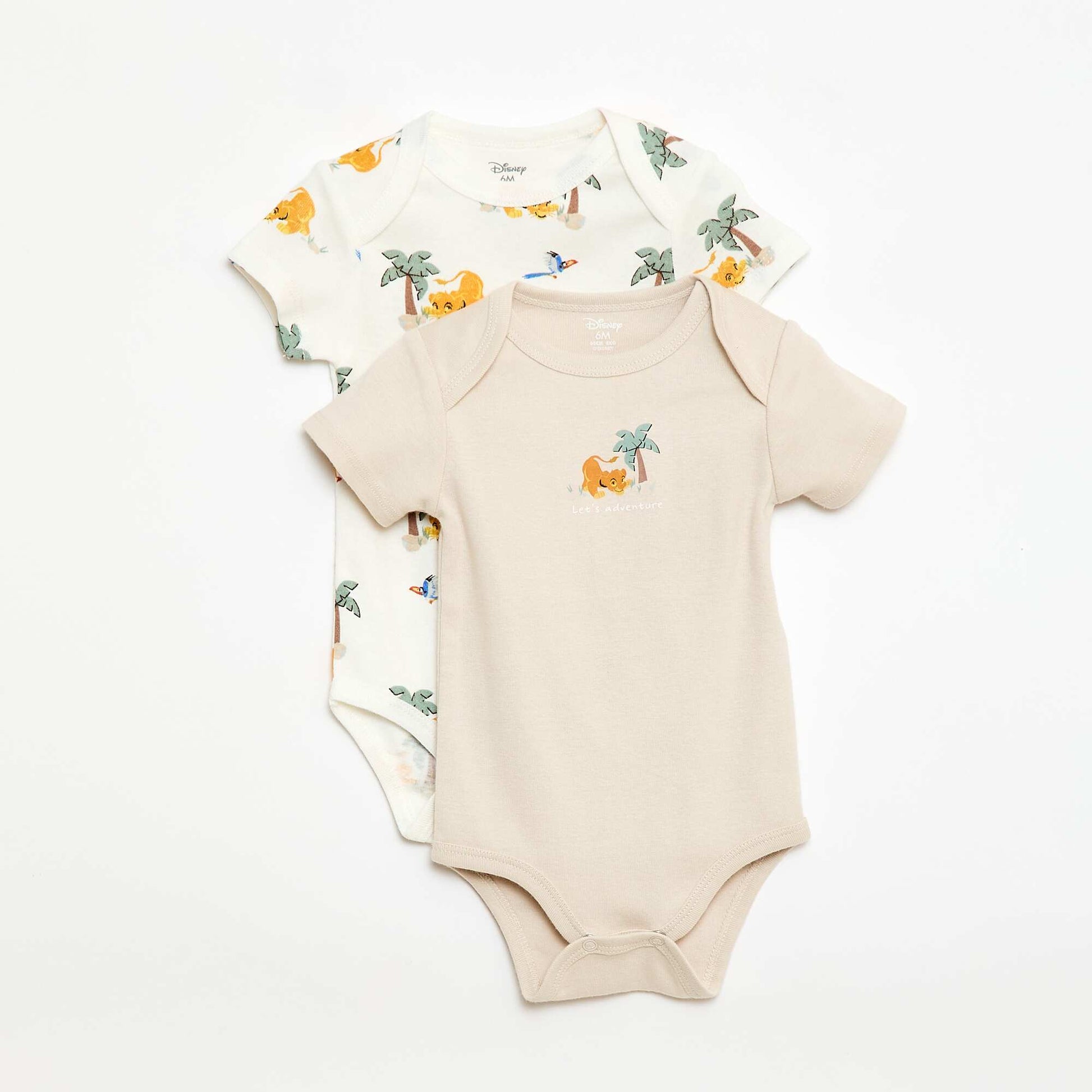 2-Pack 'Disney' 'Simba' Short-Sleeve Bodysuits BEIGE
