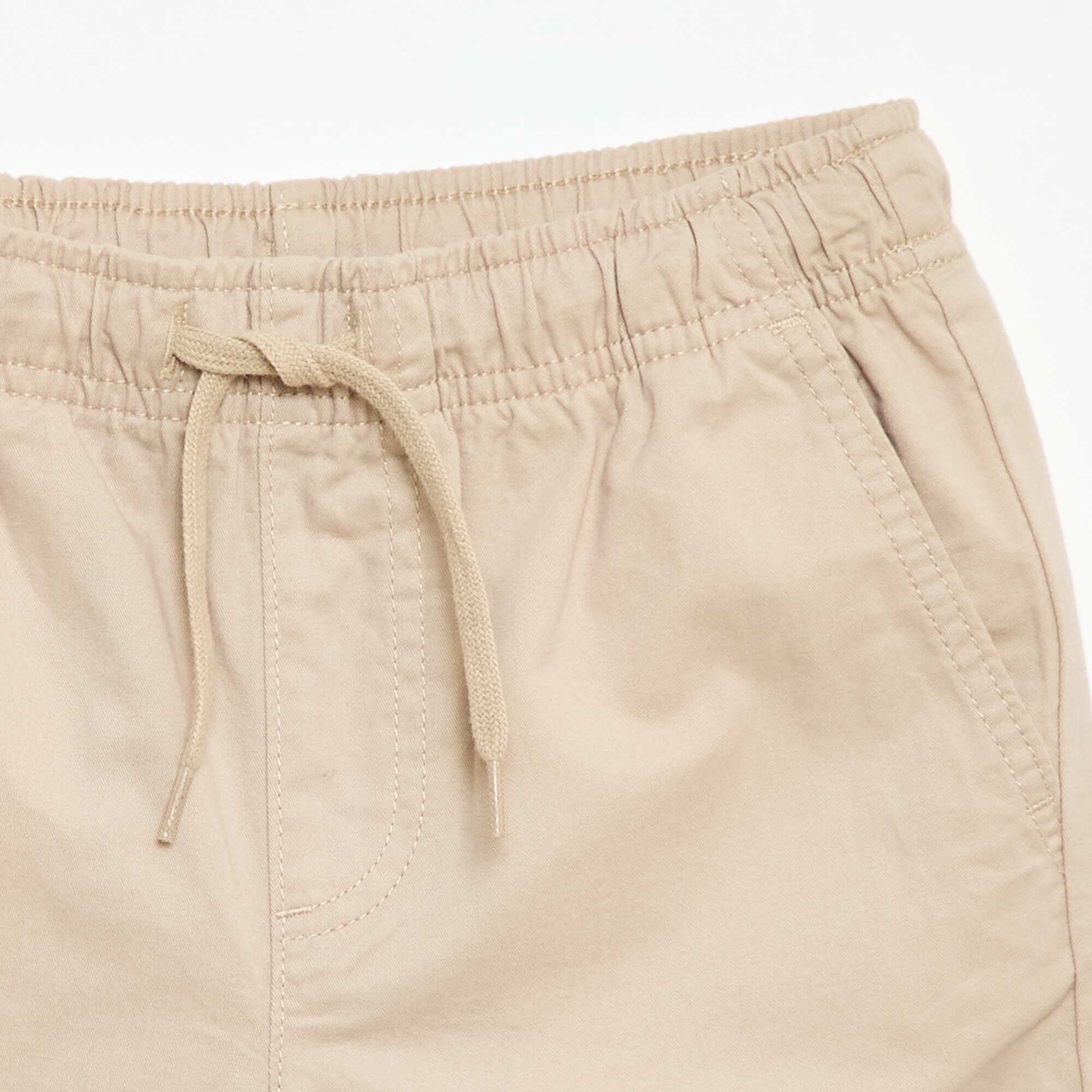 Plain Chino Bermuda Shorts with Drawstrings BEIGE