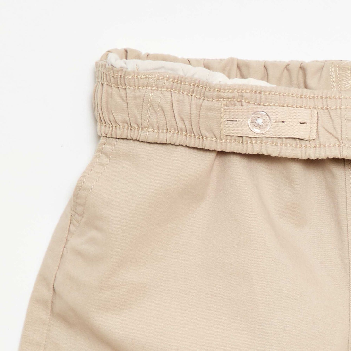 Plain Chino Bermuda Shorts with Drawstrings BEIGE