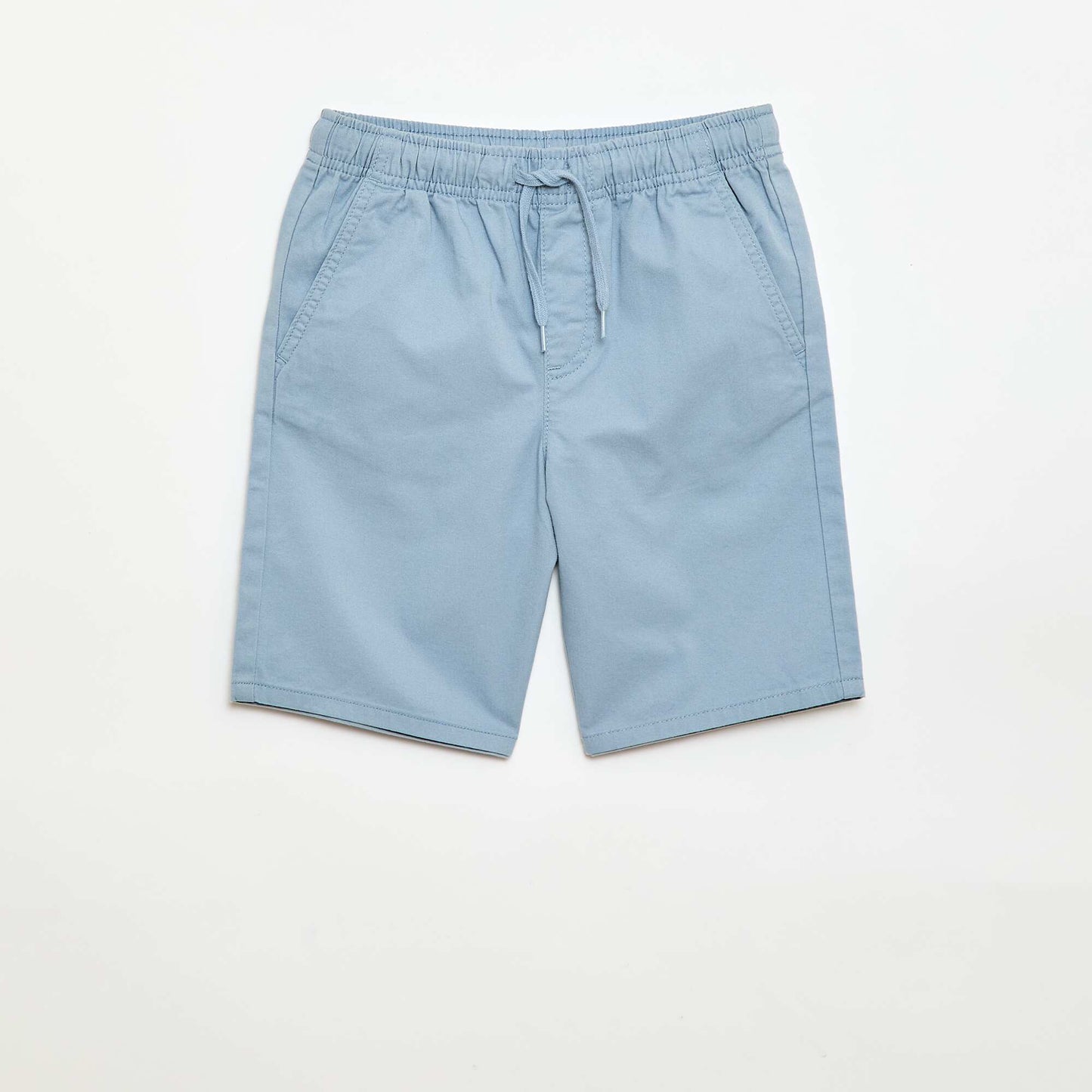 Plain Chino Bermuda Shorts with Drawstrings BLUE