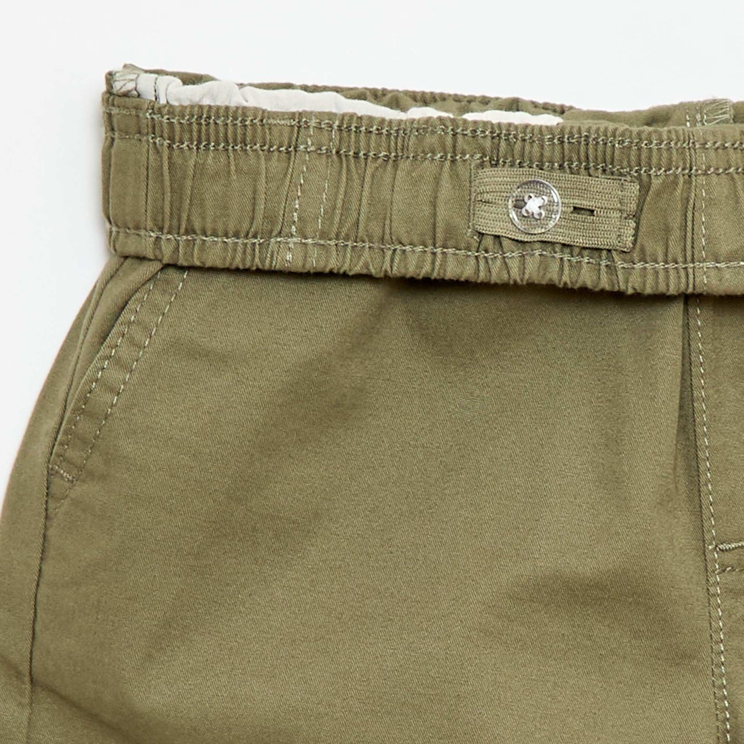 Plain Chino Bermuda Shorts with Drawstrings GREEN