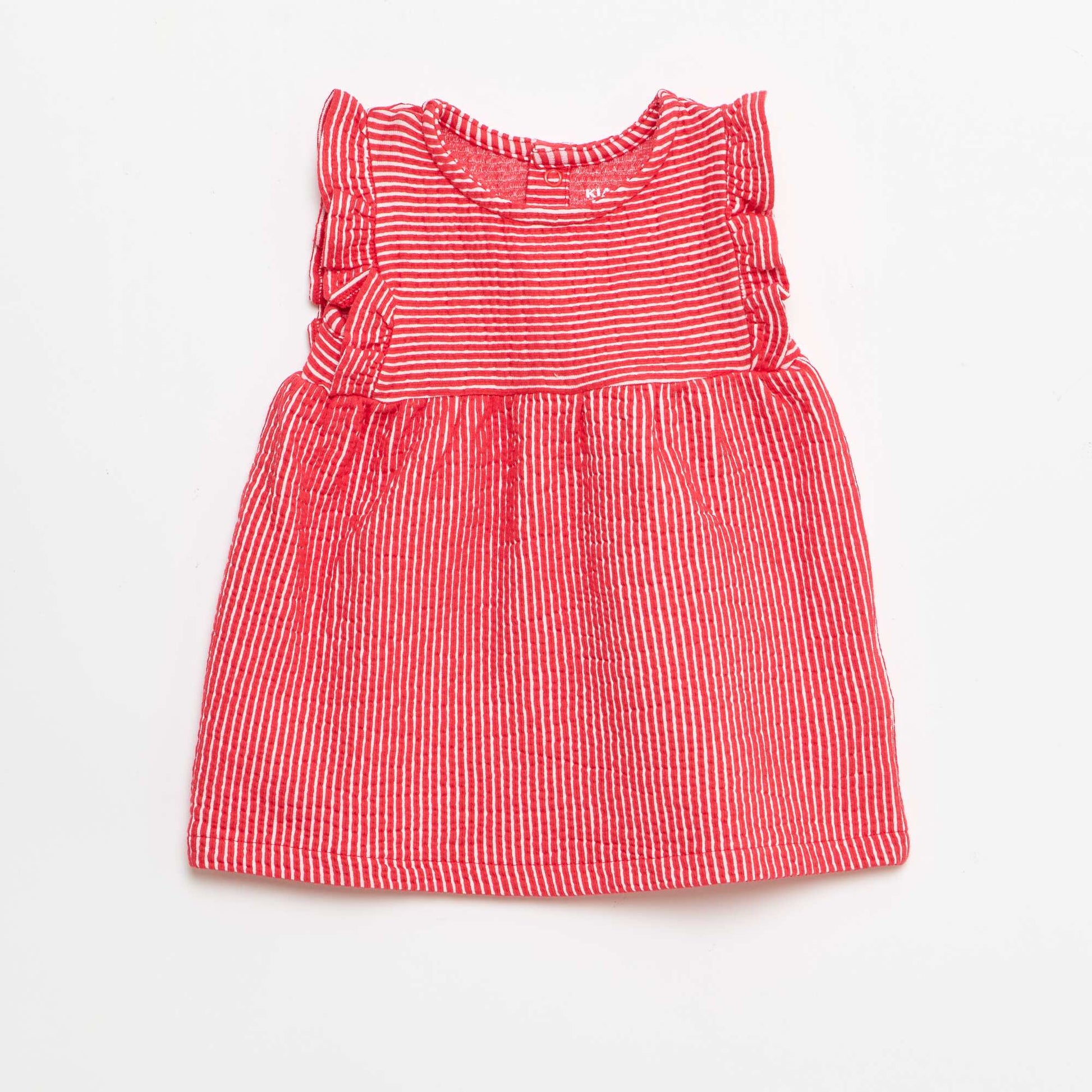 Ribbed short-sleeved dress RED
