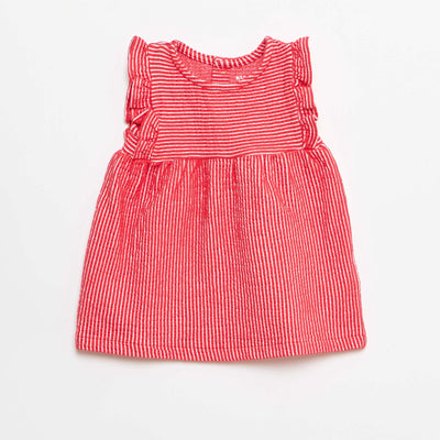 Ribbed short-sleeved dress RED