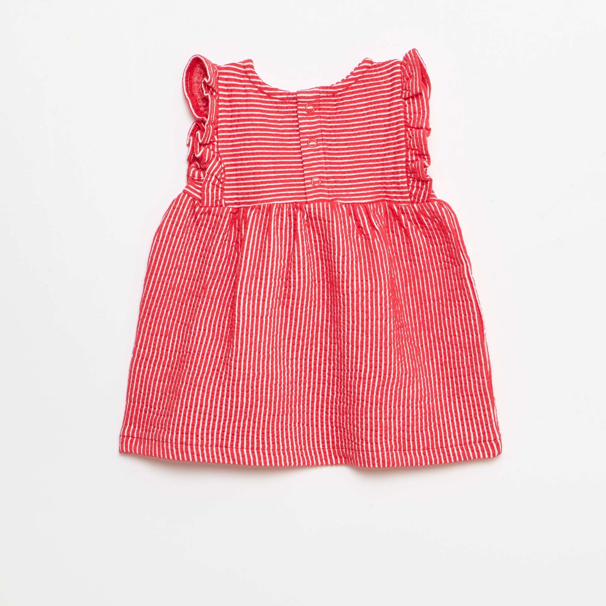 Ribbed short-sleeved dress RED