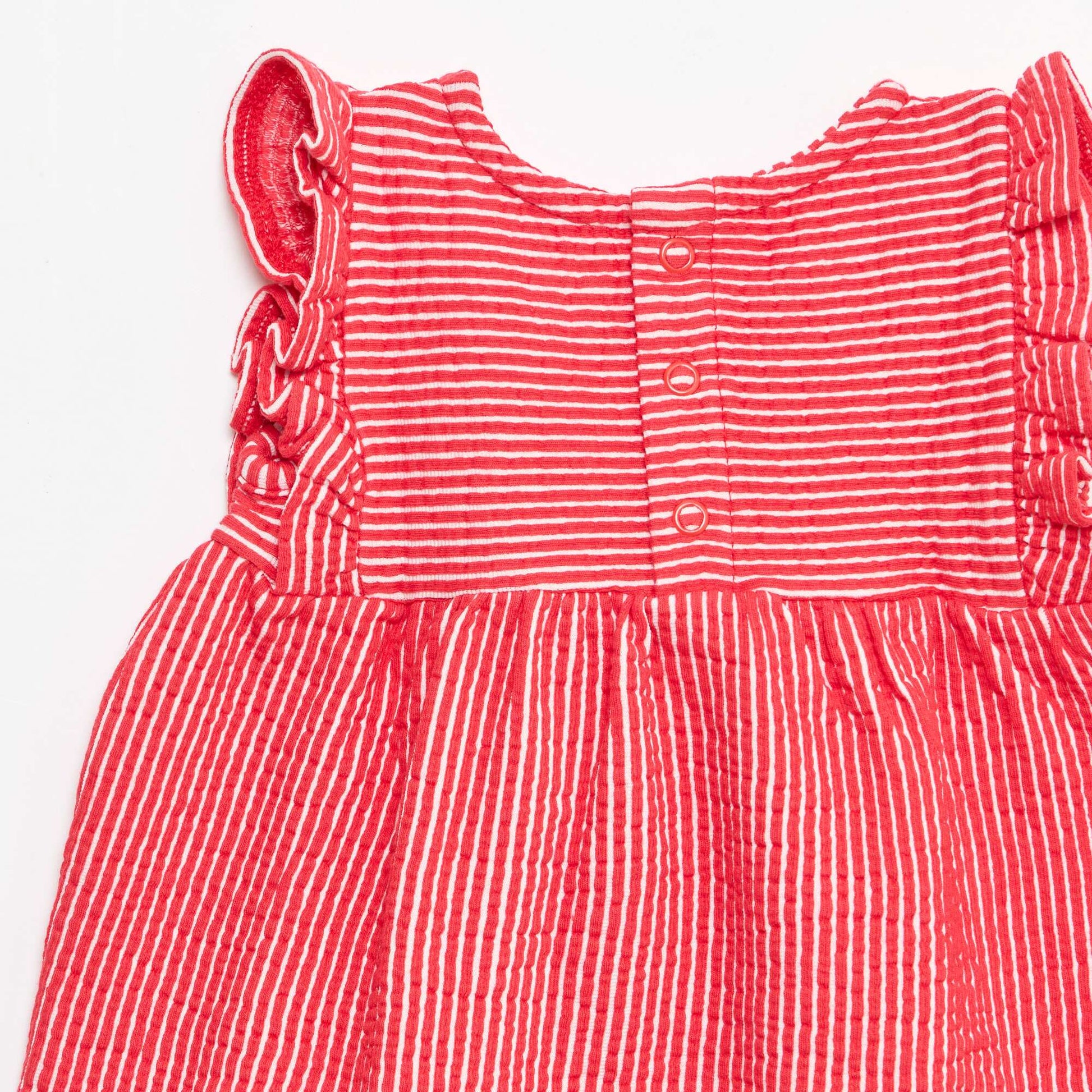 Ribbed short-sleeved dress RED