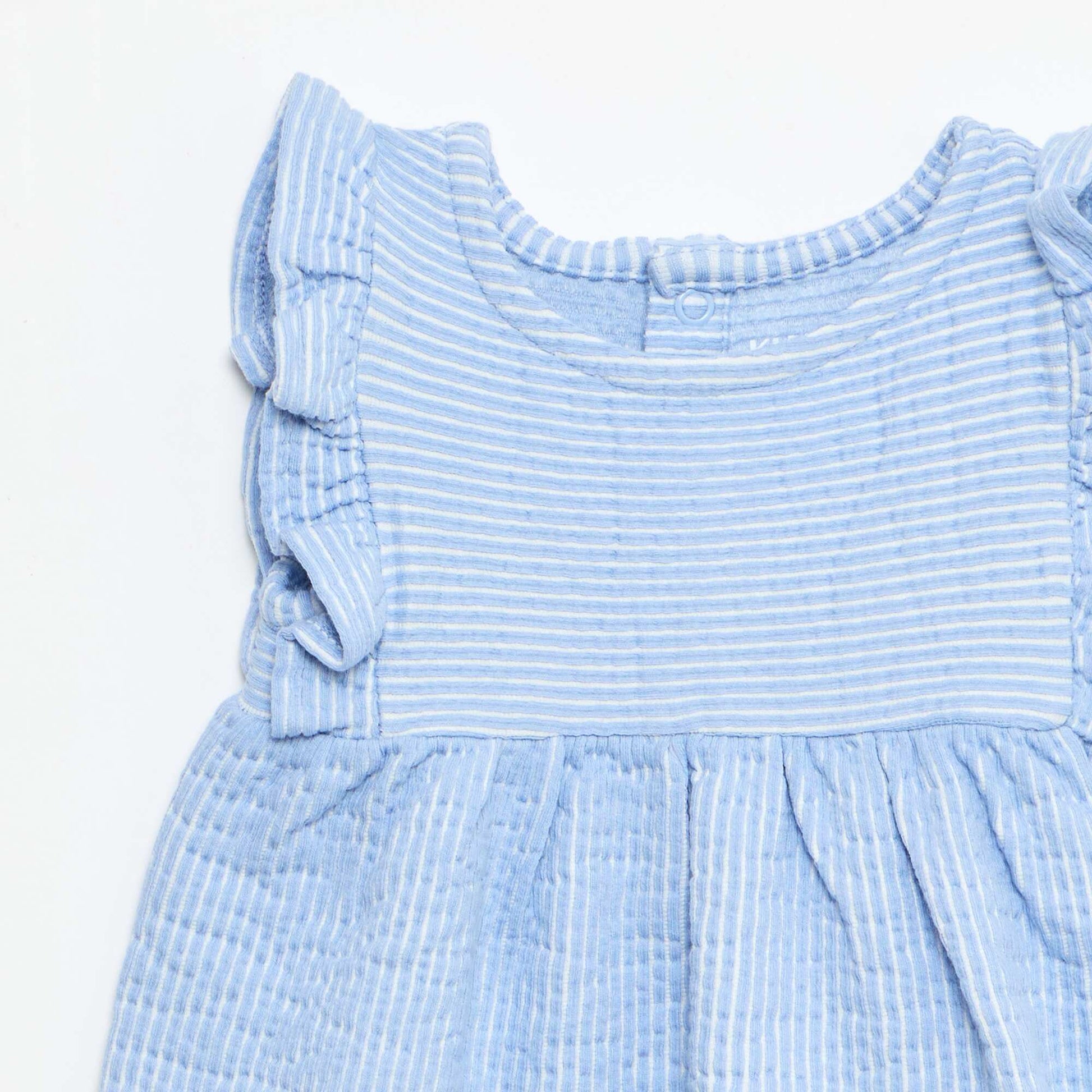 Ribbed short-sleeved dress BLUE