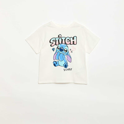 Plain 'Disney' 'Stitch' cotton T-shirt WHITE