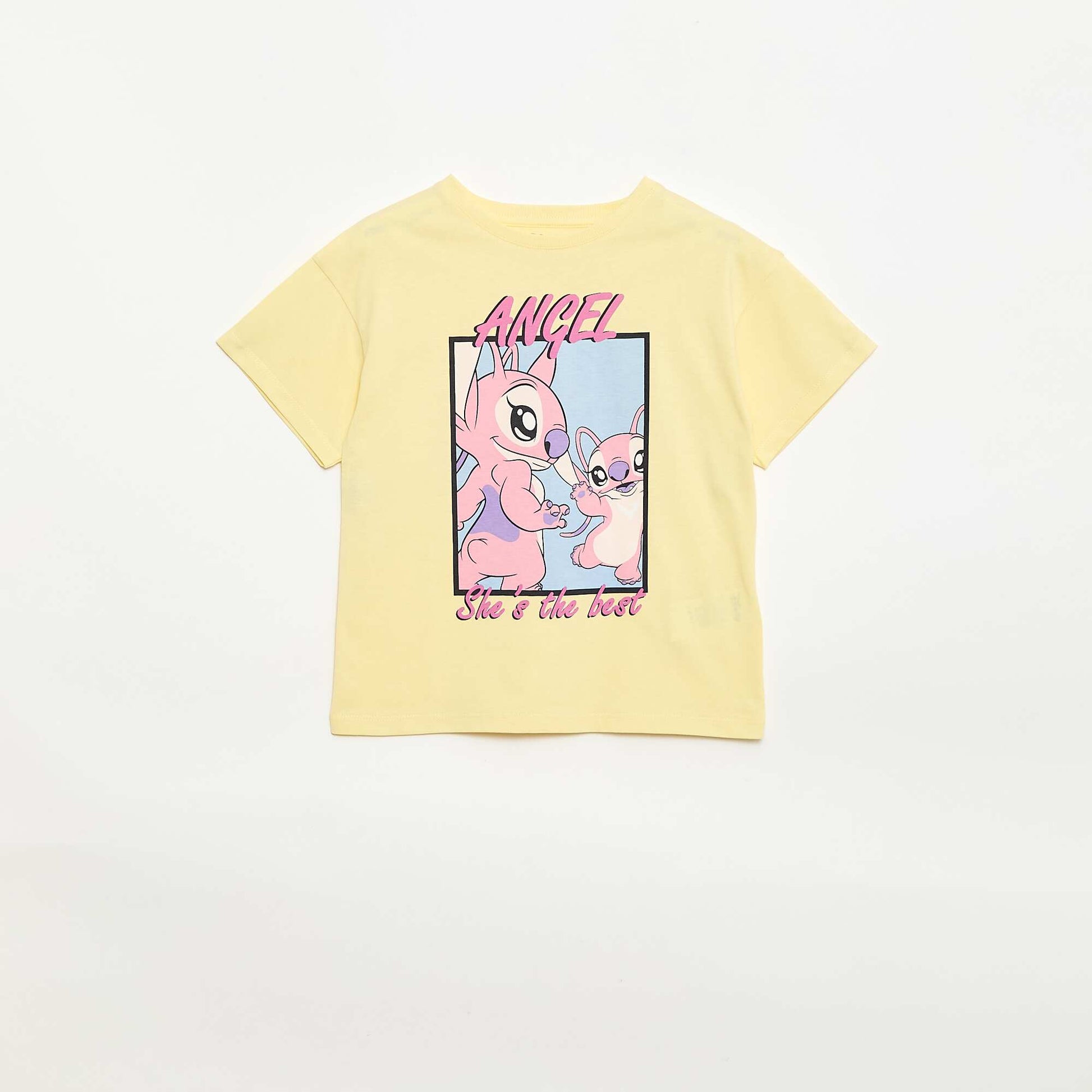 Disney 'Angel' Solid Cotton T-Shirt YELLOW