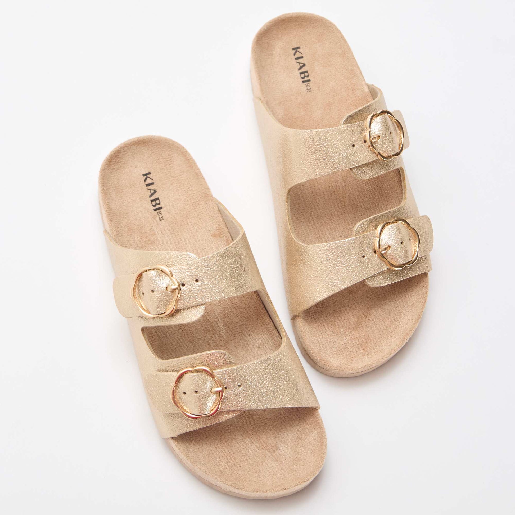 Gold Flower Buckle Sandals YELLOW