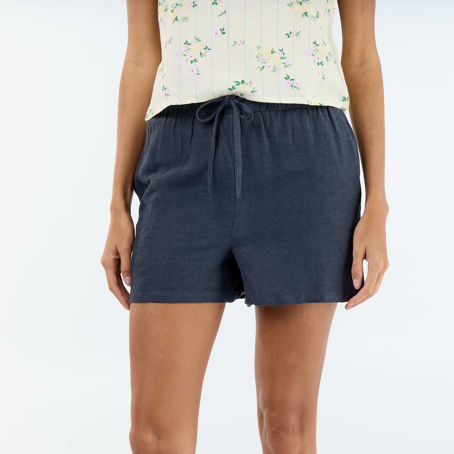 Linen blend shorts BLUE