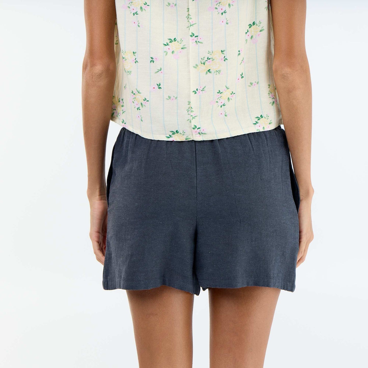 Linen blend shorts BLUE