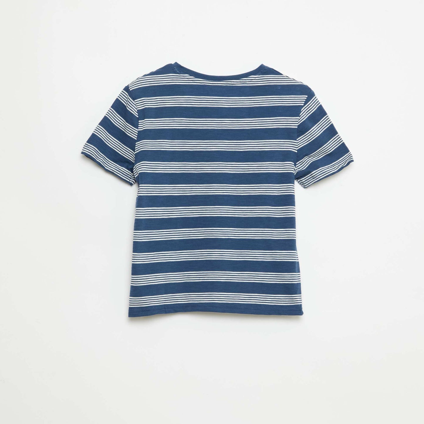 Striped T-shirt with Tunisian Collar BLUE