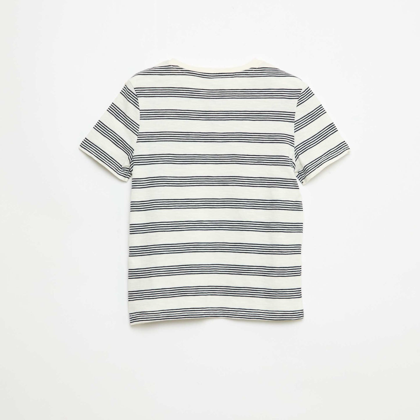 Striped T-shirt with Tunisian Collar BEIGE