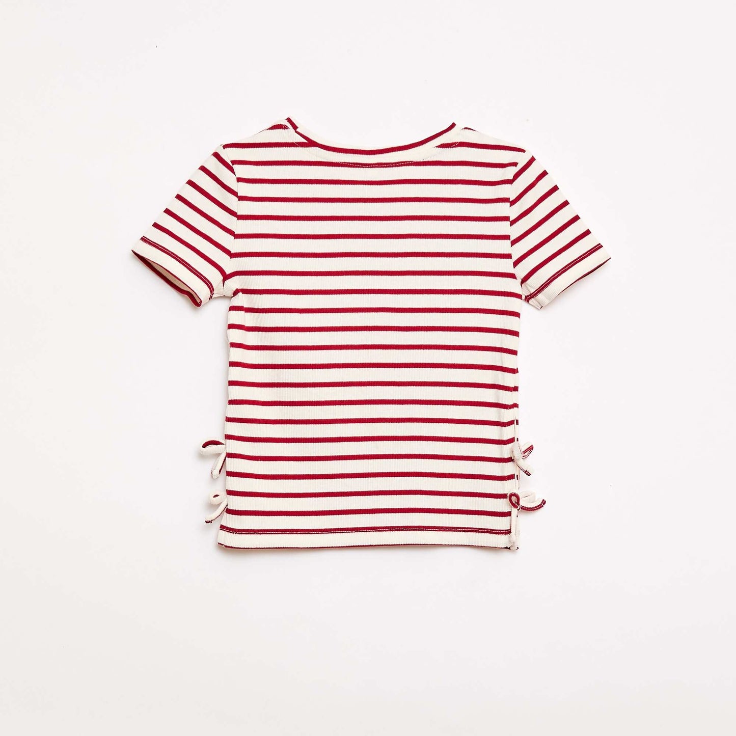 Plain T-shirt with Decorative Knots RED