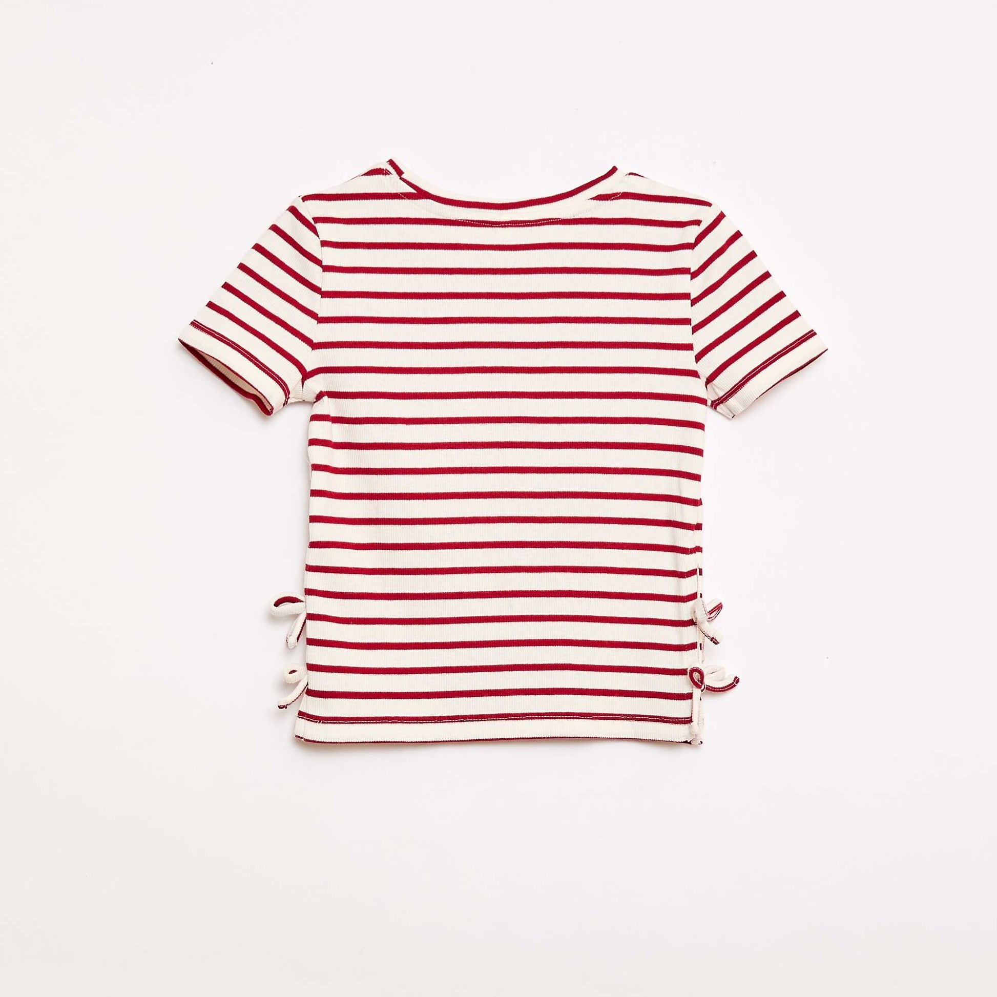 Plain T-shirt with Decorative Knots RED