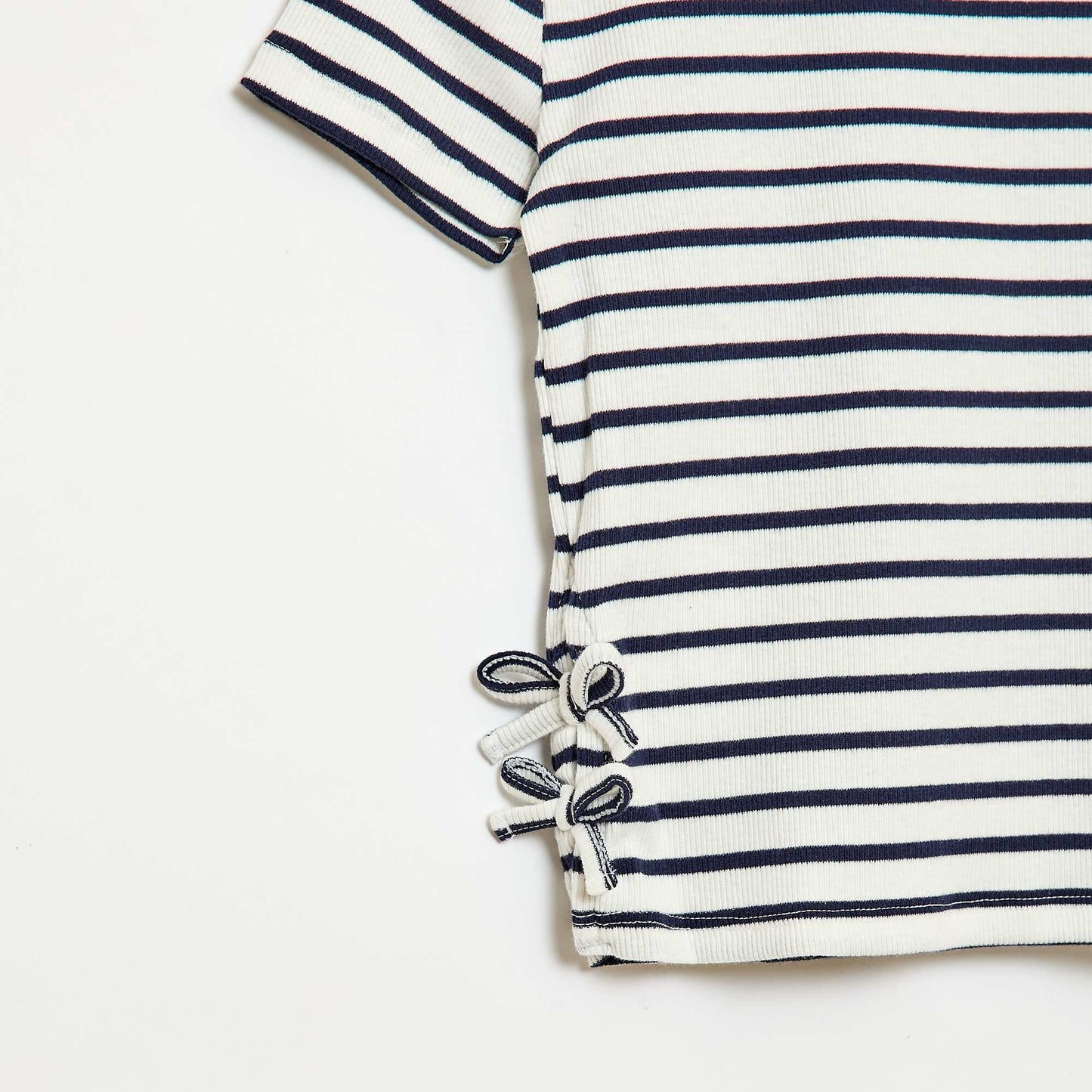 Plain T-shirt with Decorative Knots BLUE