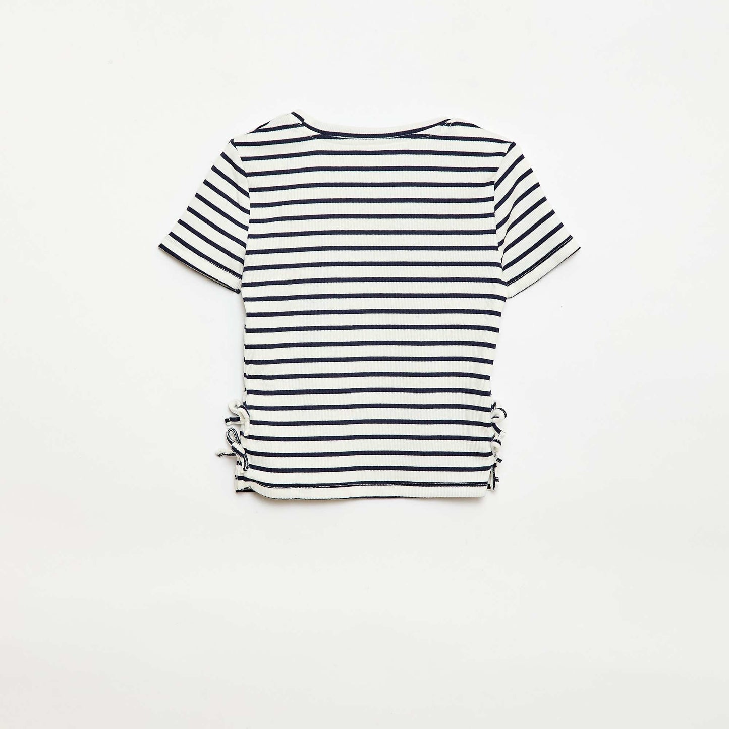 Plain T-shirt with Decorative Knots BLUE