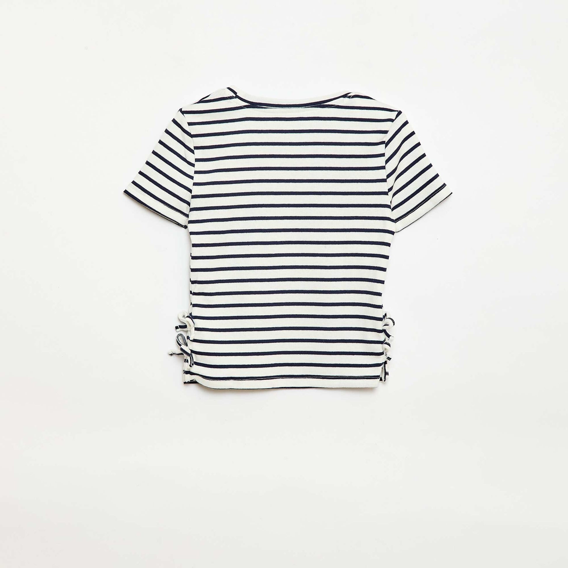 Plain T-shirt with Decorative Knots BLUE