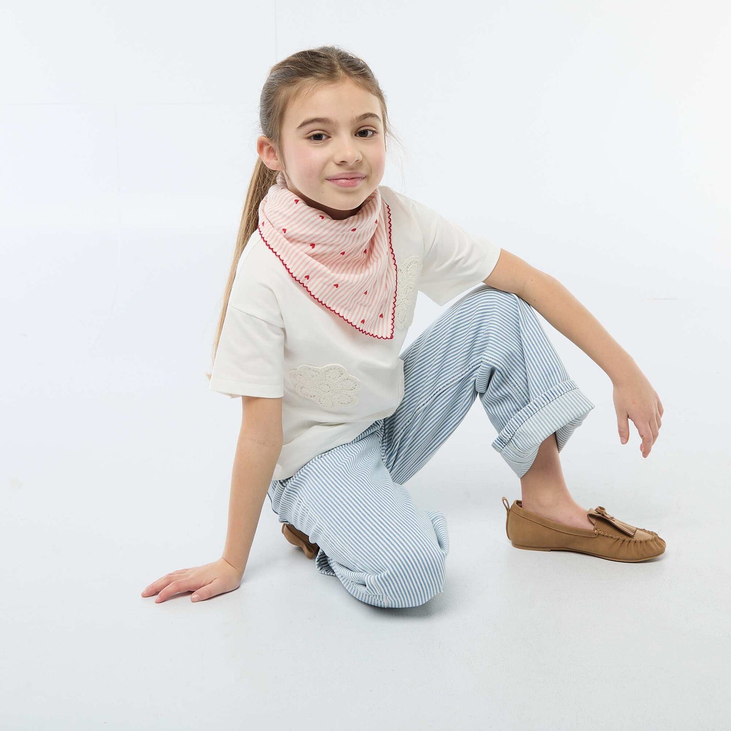 Macramé flower T-shirt WHITE