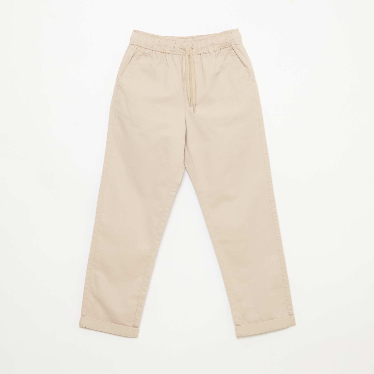 Plain Joggers with Cuffed Hems BEIGE