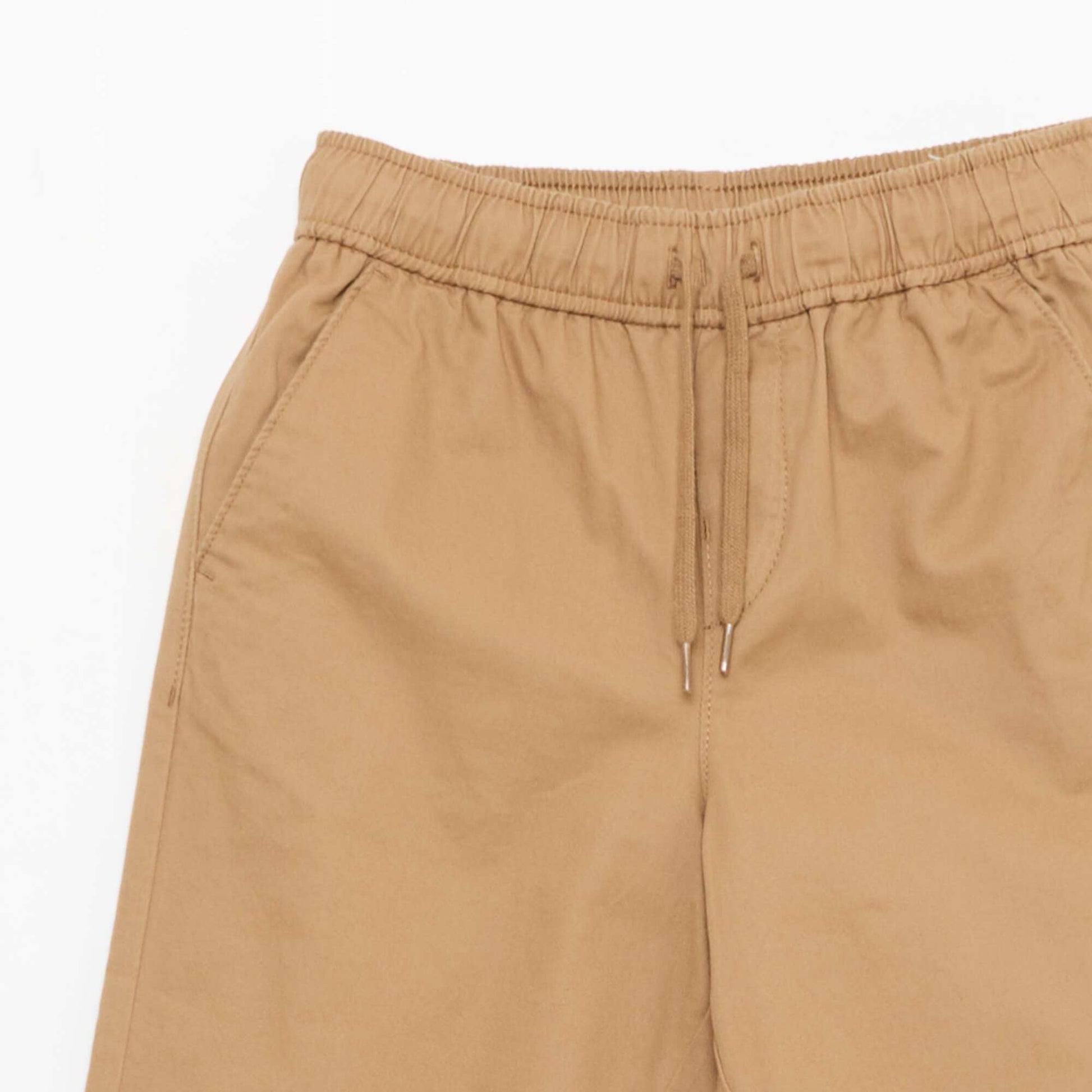 Plain Joggers with Cuffed Hems BEIGE