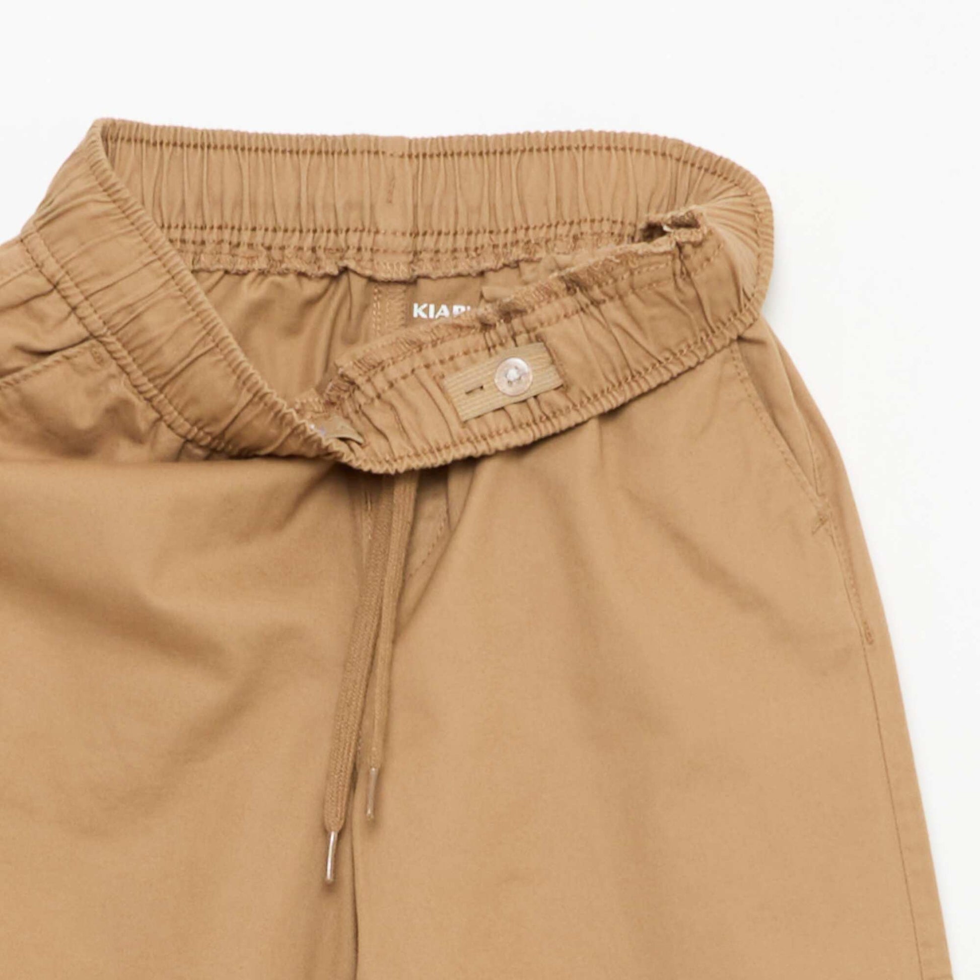 Plain Joggers with Cuffed Hems BEIGE