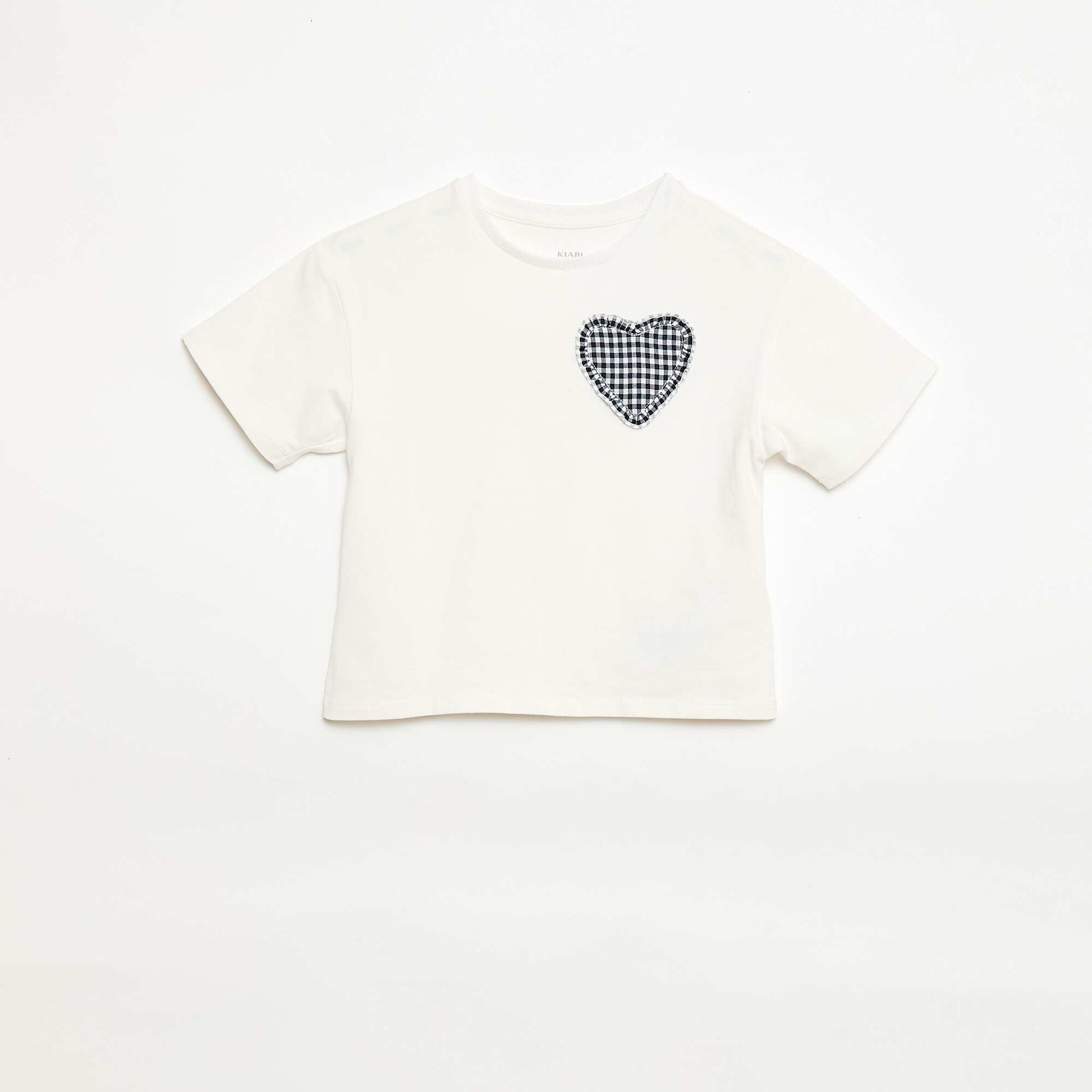 Gingham Patch T-shirt WHITE