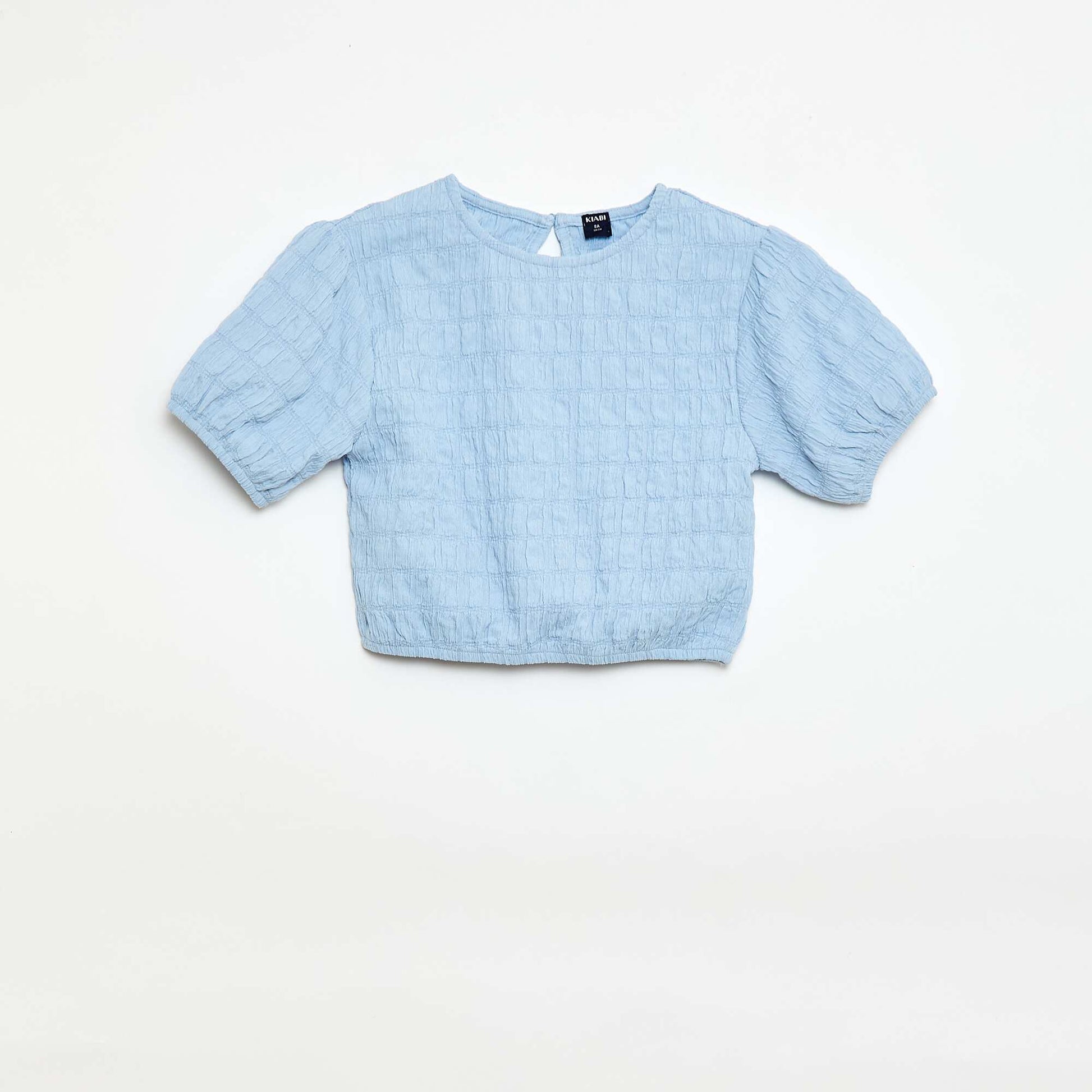 Loose-fit fancy knit t-shirt BLUE
